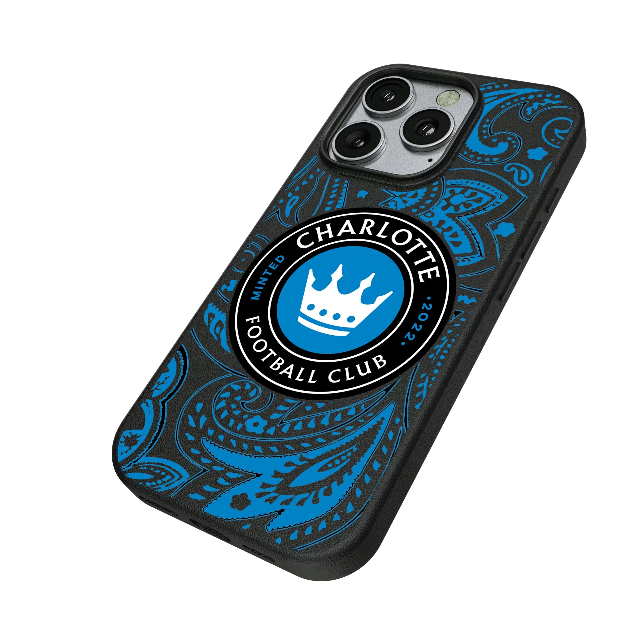 Charlotte FC Paisley iPhone MagSafe Compatible Phone Case for Apple iPhone - Isometric View