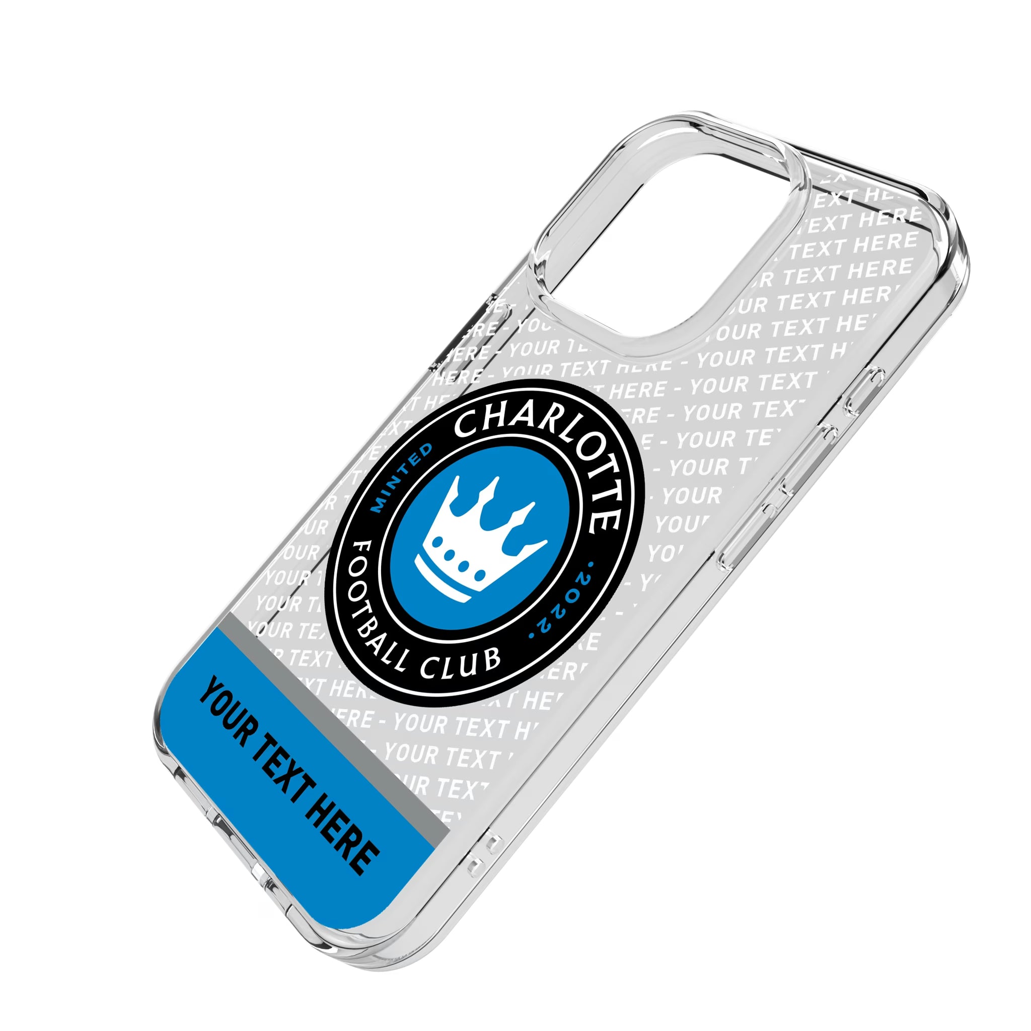 Charlotte FC Personalized EndZone Plus iPhone Clear Phone Case for Apple iPhone - Isometric View