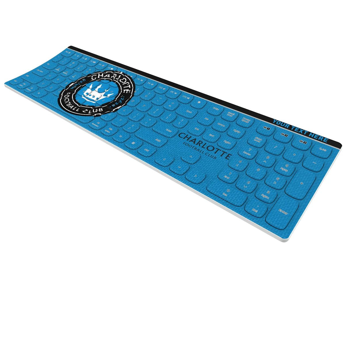 Charlotte FC Personalized Endzone Solid KKB605 Curved Wireless Keyboard - Isometric View