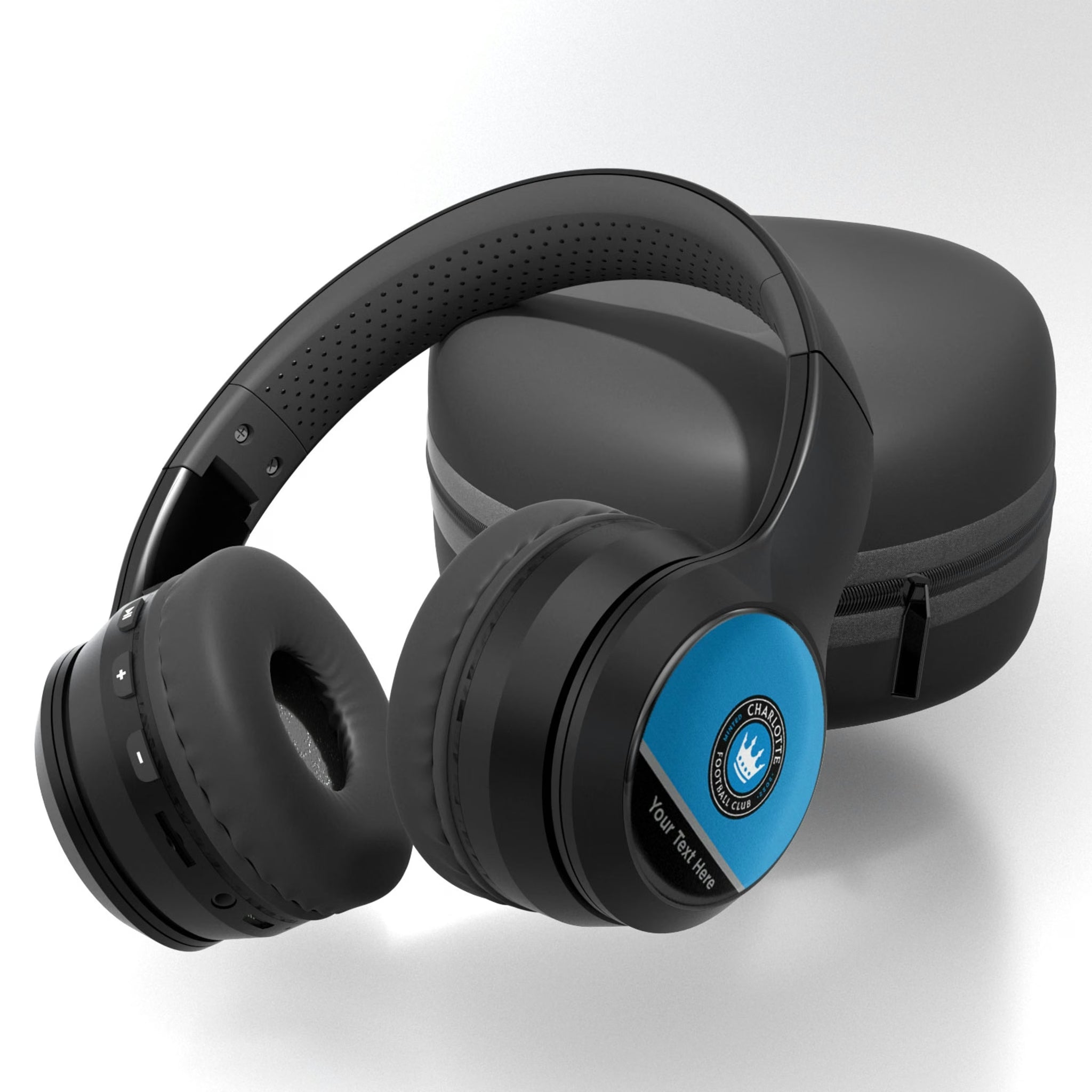 Charlotte FC Personalized Endzone Solid Wireless Over-Ear BT Headphones With Case