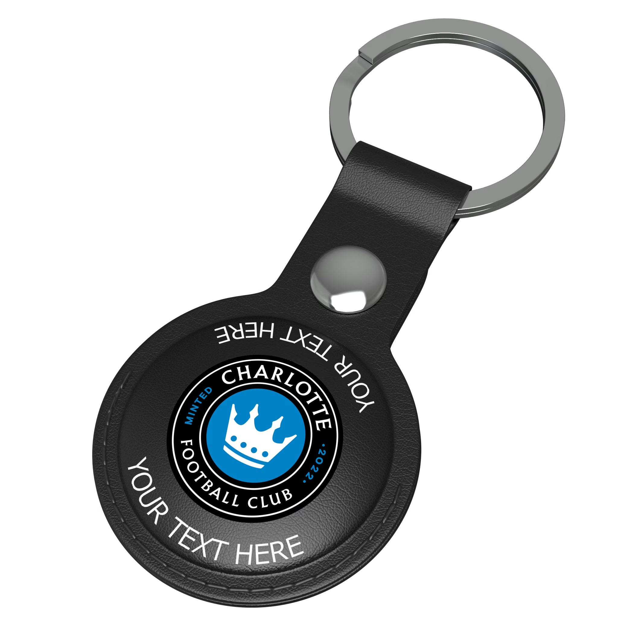 Charlotte FC Personalized Insignia AirTag Black Airtag Holder - Isometric View