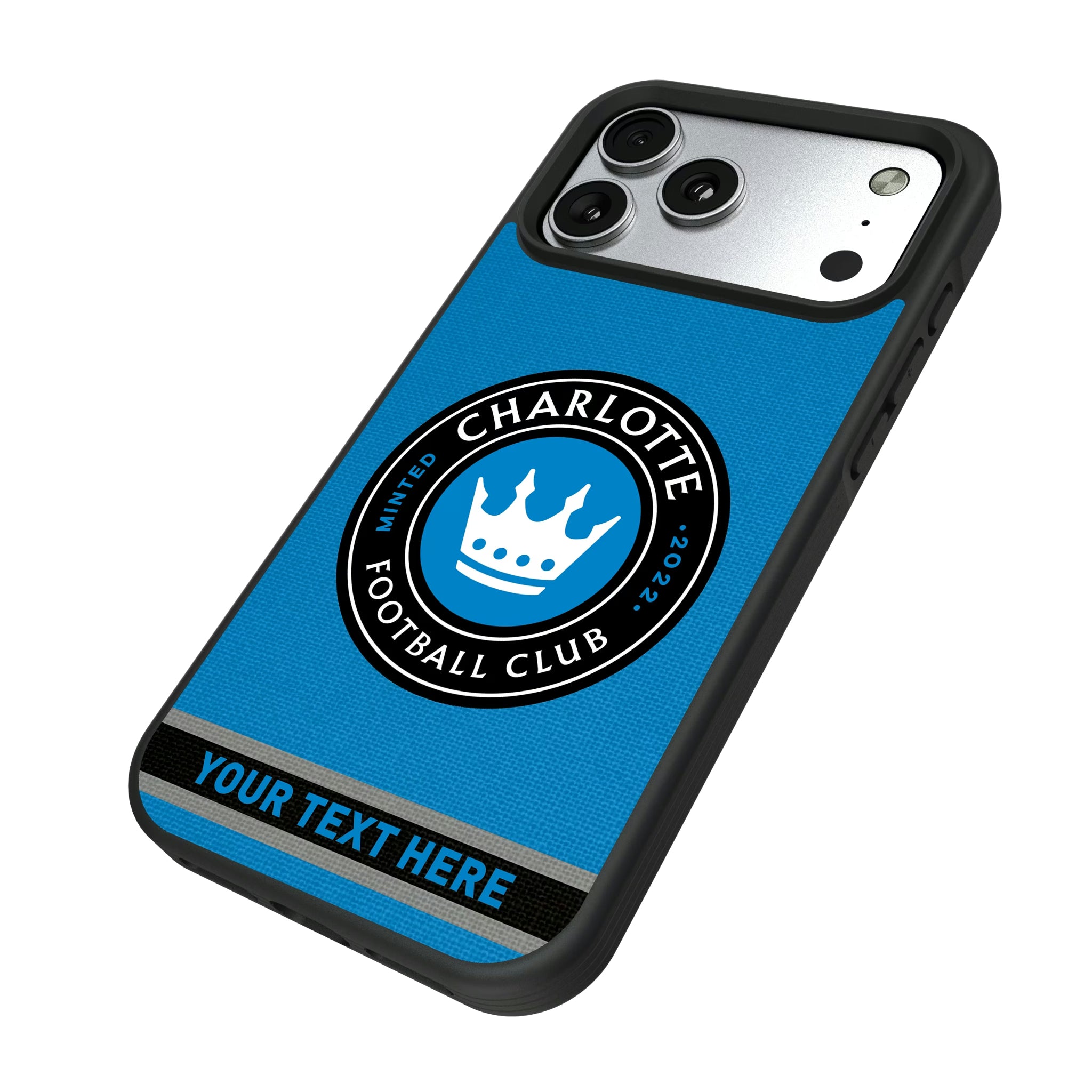 Charlotte FC Personalized Stripe iPhone Bump Phone Case for Apple iPhone - Isometric View#Device_iPhone 17 Pro Max
