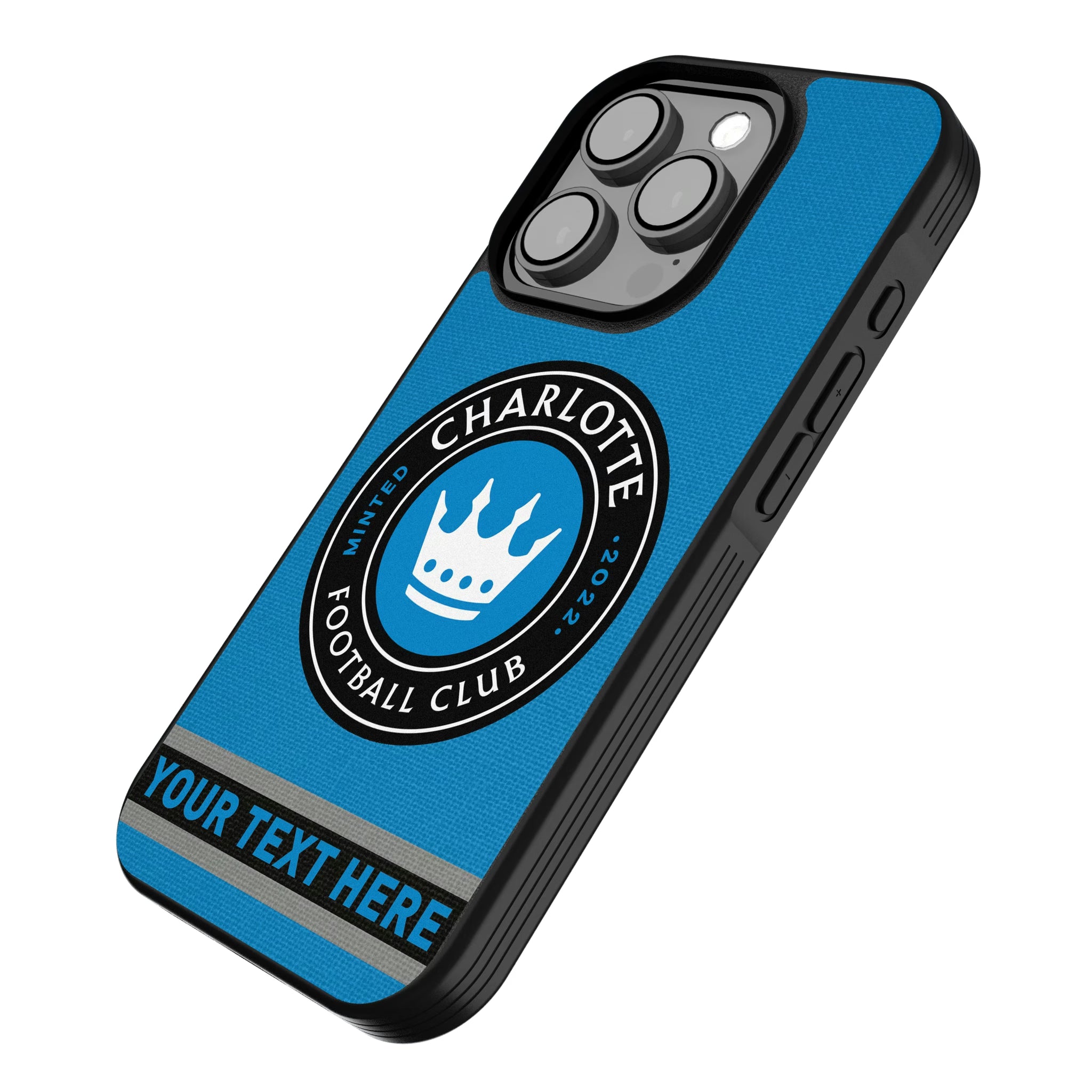 Charlotte FC Personalized Stripe iPhone Bump Phone Case for Apple iPhone - Isometric View