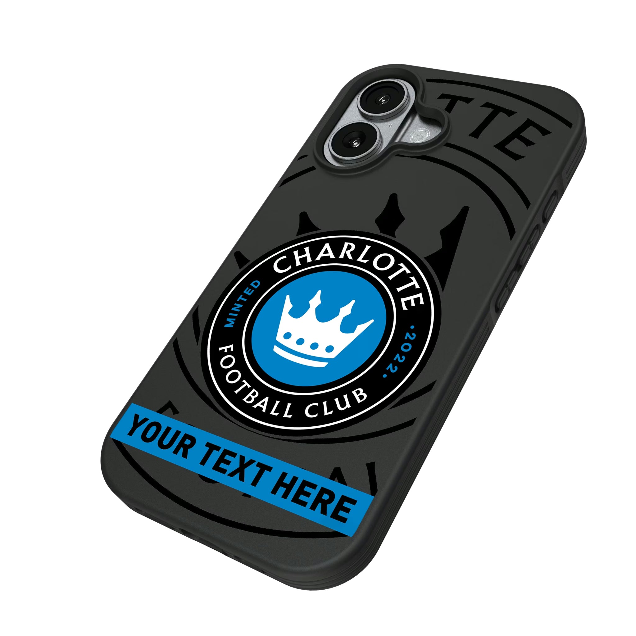 Charlotte FC Personalized Tilt iPhone Bump Phone Case for Apple iPhone - Isometric View#Device_iPhone 17