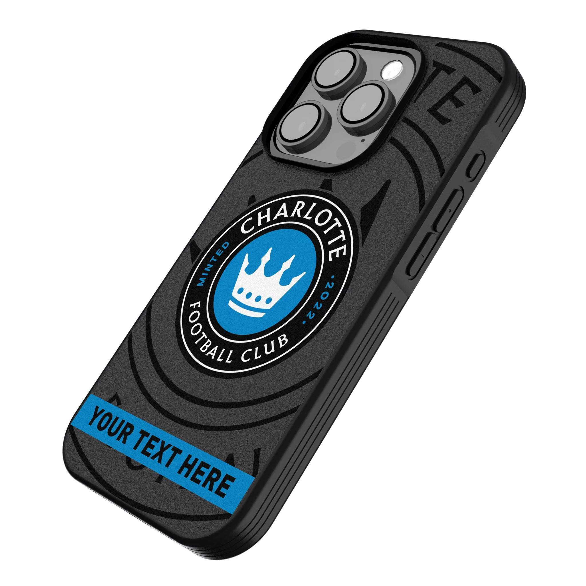 Charlotte FC Personalized Tilt iPhone Bump Phone Case for Apple iPhone - Isometric View
