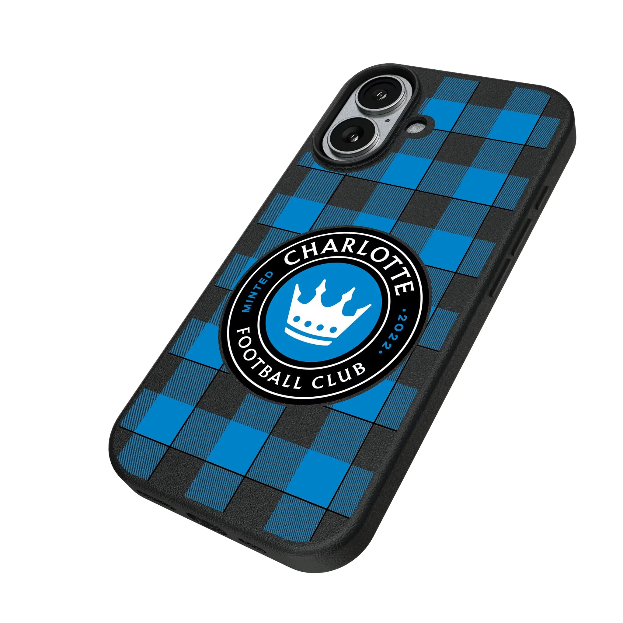 Charlotte FC Plaid iPhone MagSafe Compatible Phone Case for Apple iPhone - Isometric View#Device_iPhone 17