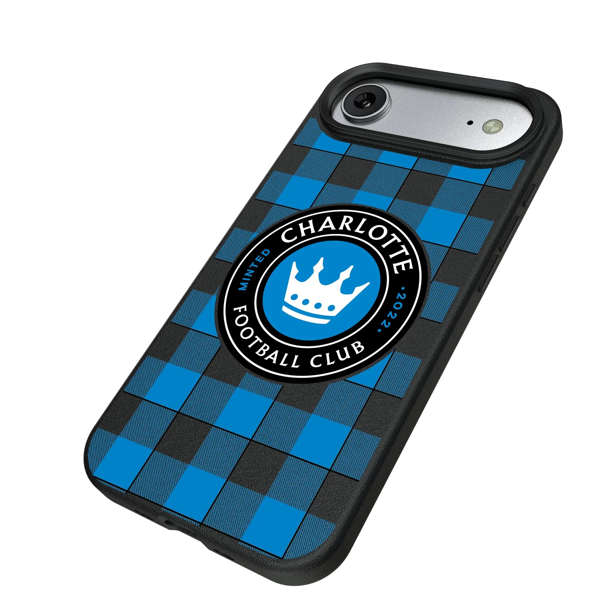Charlotte FC Plaid iPhone MagSafe Compatible Phone Case for Apple iPhone - Isometric View#Device_iPhone Air
