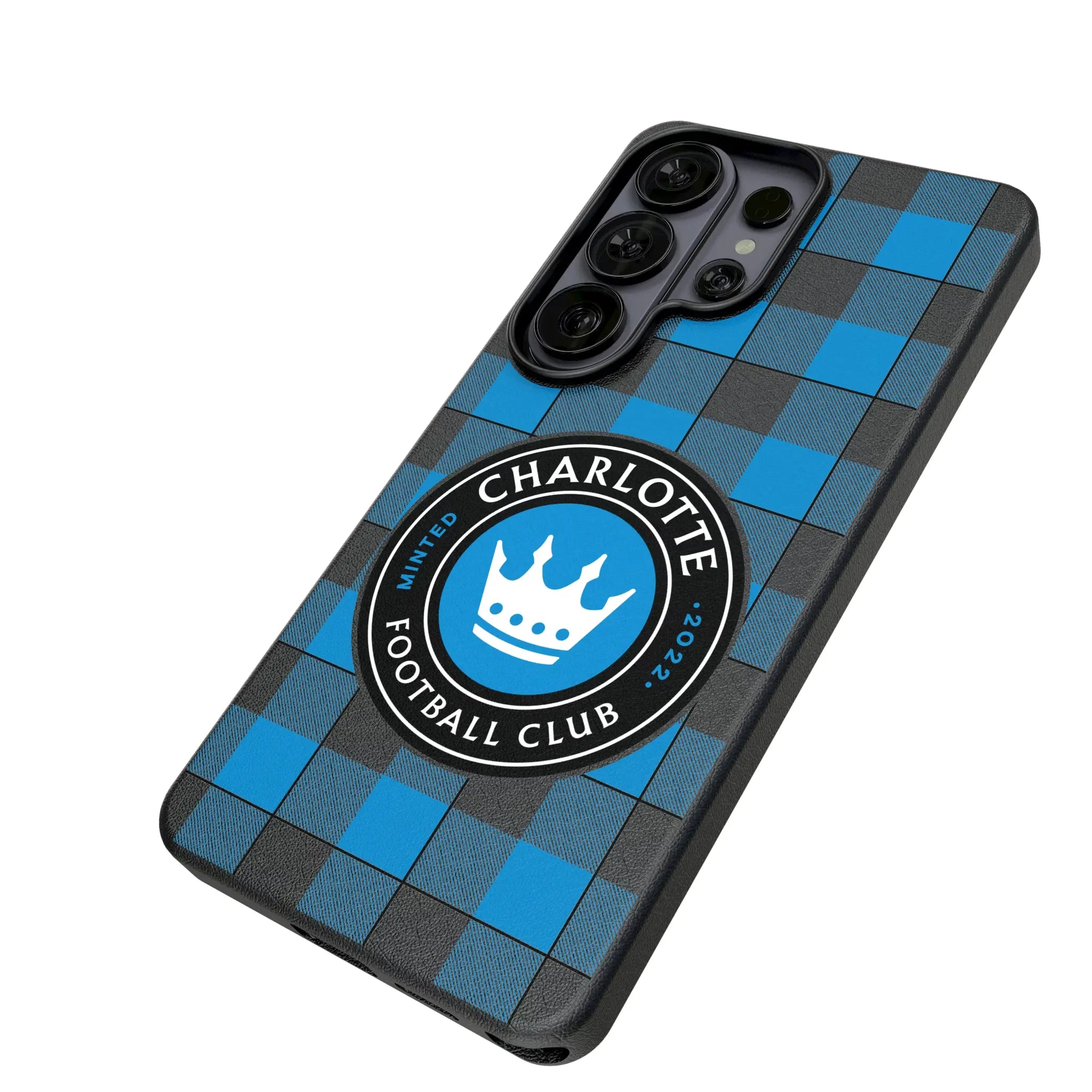 Charlotte FC Plaid Galaxy MagSafe Compatible Phone Case for Samsung Galaxy - Isometric View#Device_Galaxy S26 Ultra