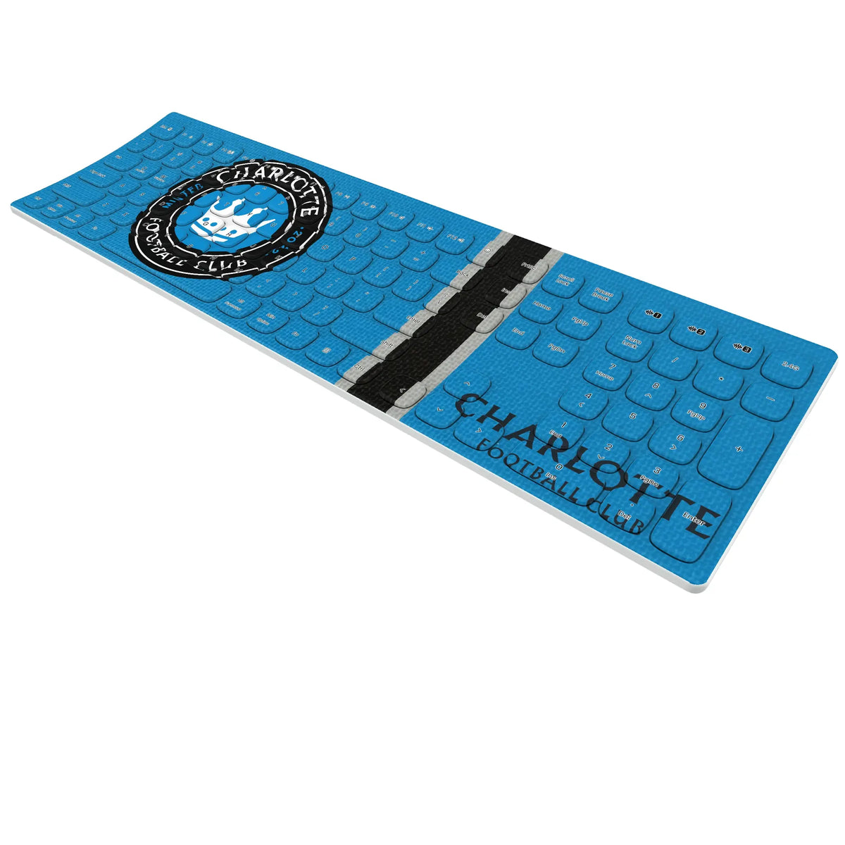Charlotte FC Stripe KKB605 Curved Wireless Keyboard - Isometric View