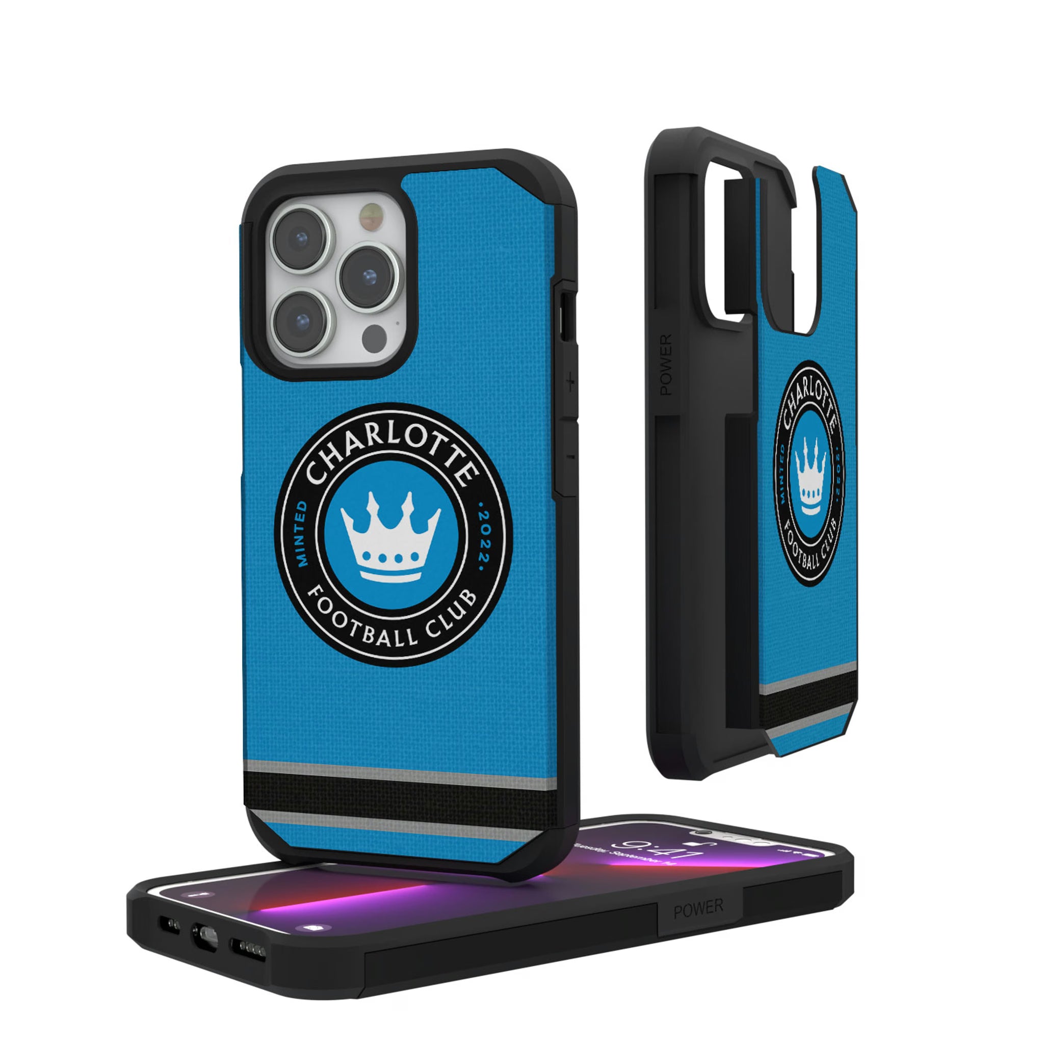 Charlotte FC Stripe iPhone Rugged Phone Case for Apple iPhone