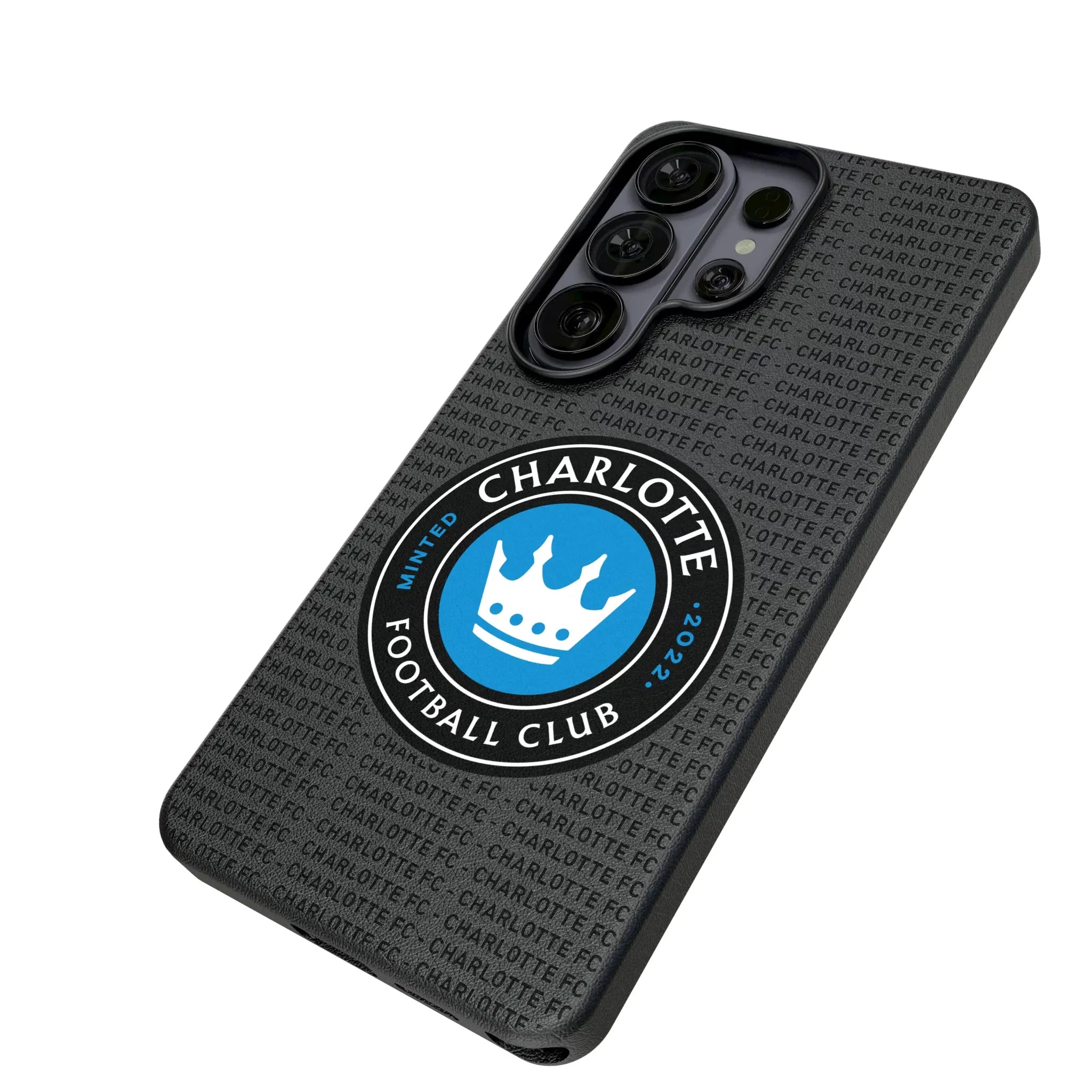 Charlotte FC Text Backdrop Galaxy MagSafe Compatible Phone Case for Samsung Galaxy - Isometric View#Device_Galaxy S26 Ultra