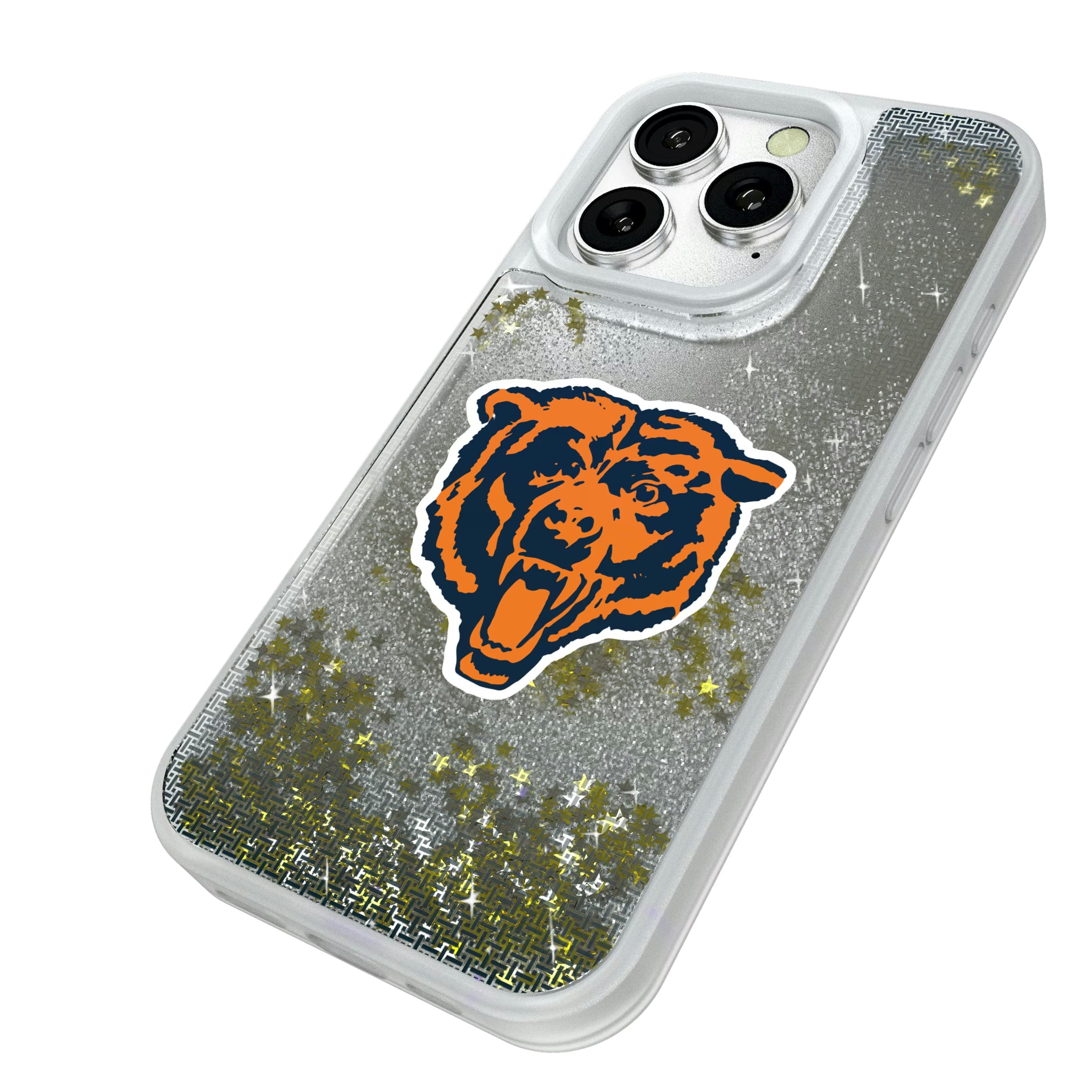 Chicago Bears 1946 Historic Collection Linen iPhone Glitter Phone Case for Apple iPhone - Isometric View#Device_iPhone 16 Pro