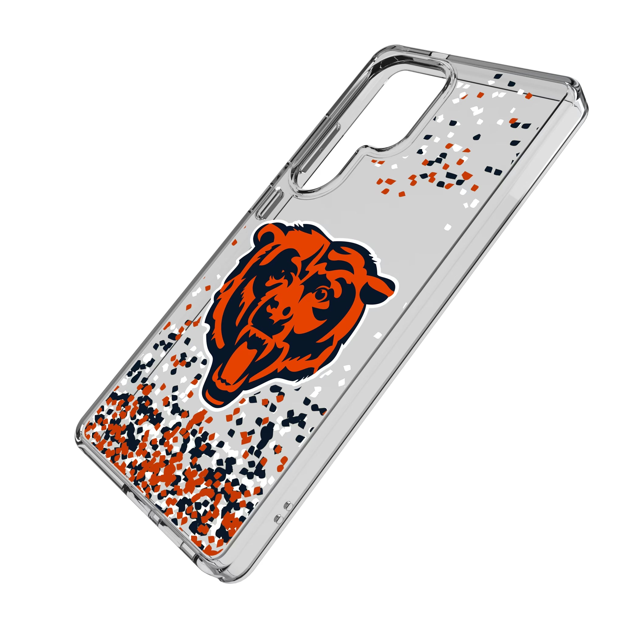 Chicago Bears Confetti Galaxy Clear Phone Case for Samsung Galaxy - Isometric View