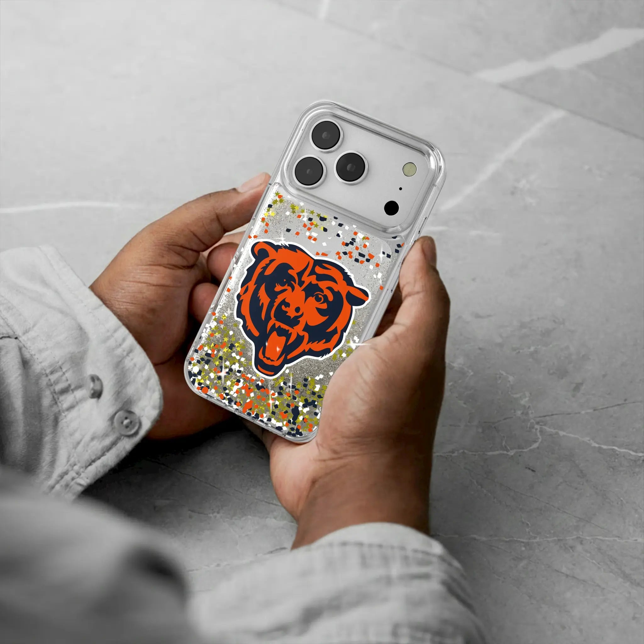 Chicago Bears Confetti iPhone Glitter Phone Case for Apple iPhone - Lifestyle