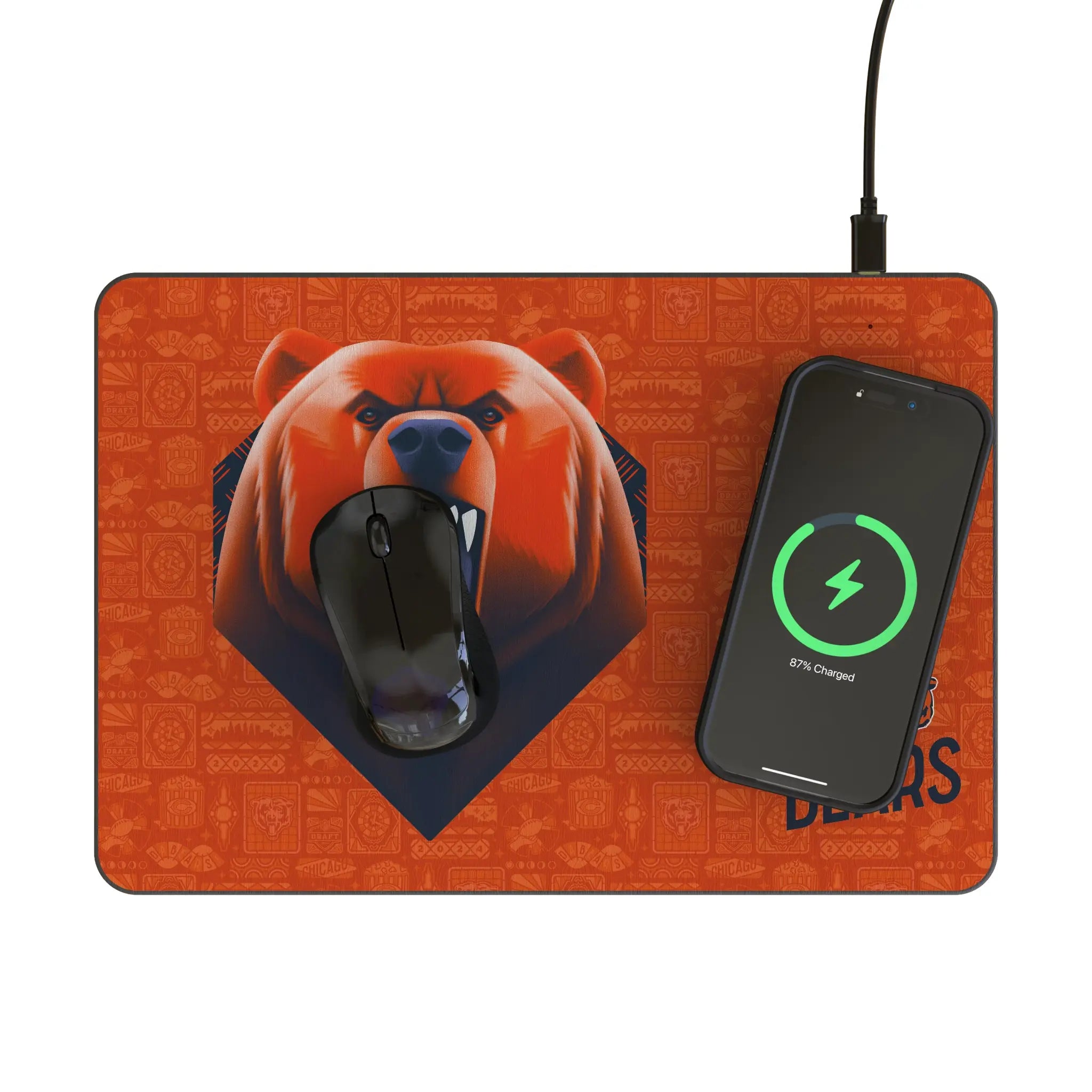 Chicago Bears Deco 15-Watt Wireless Charger and Mouse Pad - Lifestyle