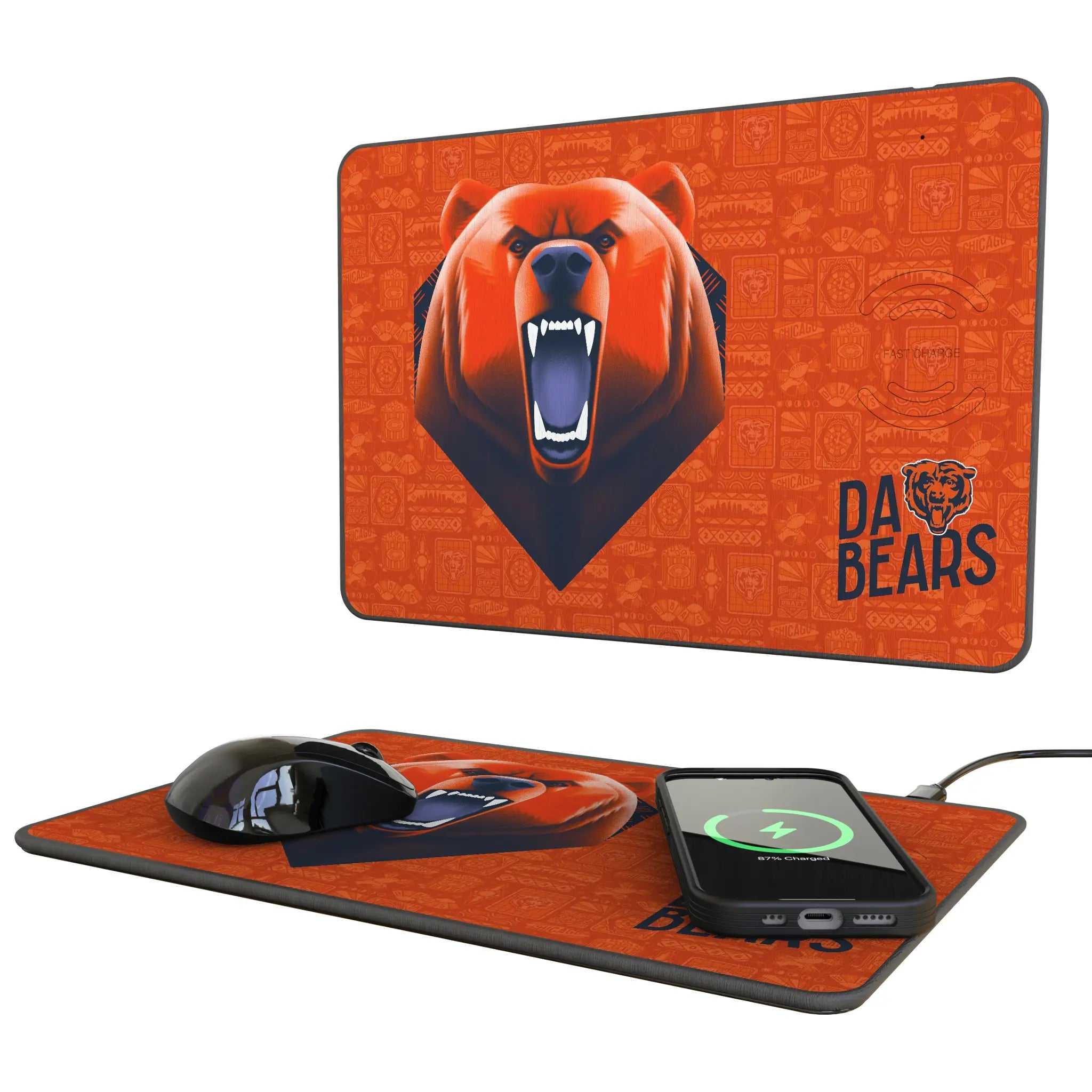 Chicago Bears Deco 15-Watt Wireless Charger and Mouse Pad