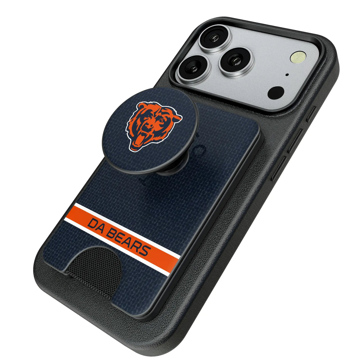 Chicago Bears Endzone Solid Popsockets Wallet Magnetic - Isometric View