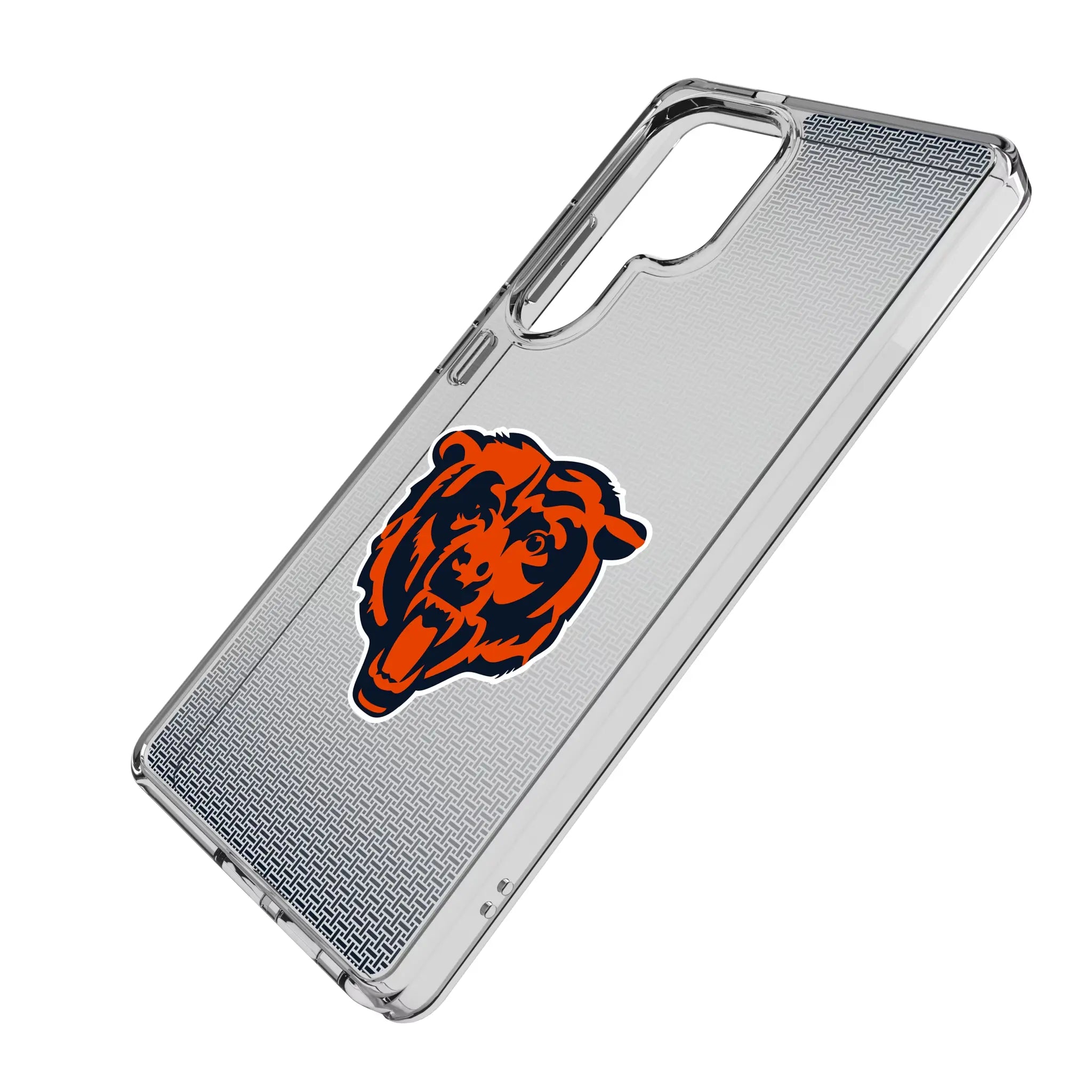 Chicago Bears Linen Galaxy Clear Phone Case for Samsung Galaxy - Isometric View#Device_Galaxy S25 Ultra