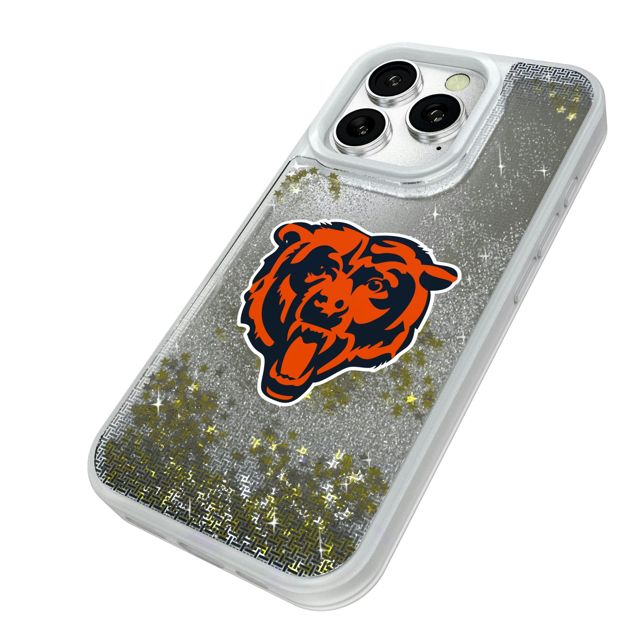 Chicago Bears Linen iPhone Glitter Phone Case for Apple iPhone - Isometric View#Device_iPhone 16 Pro