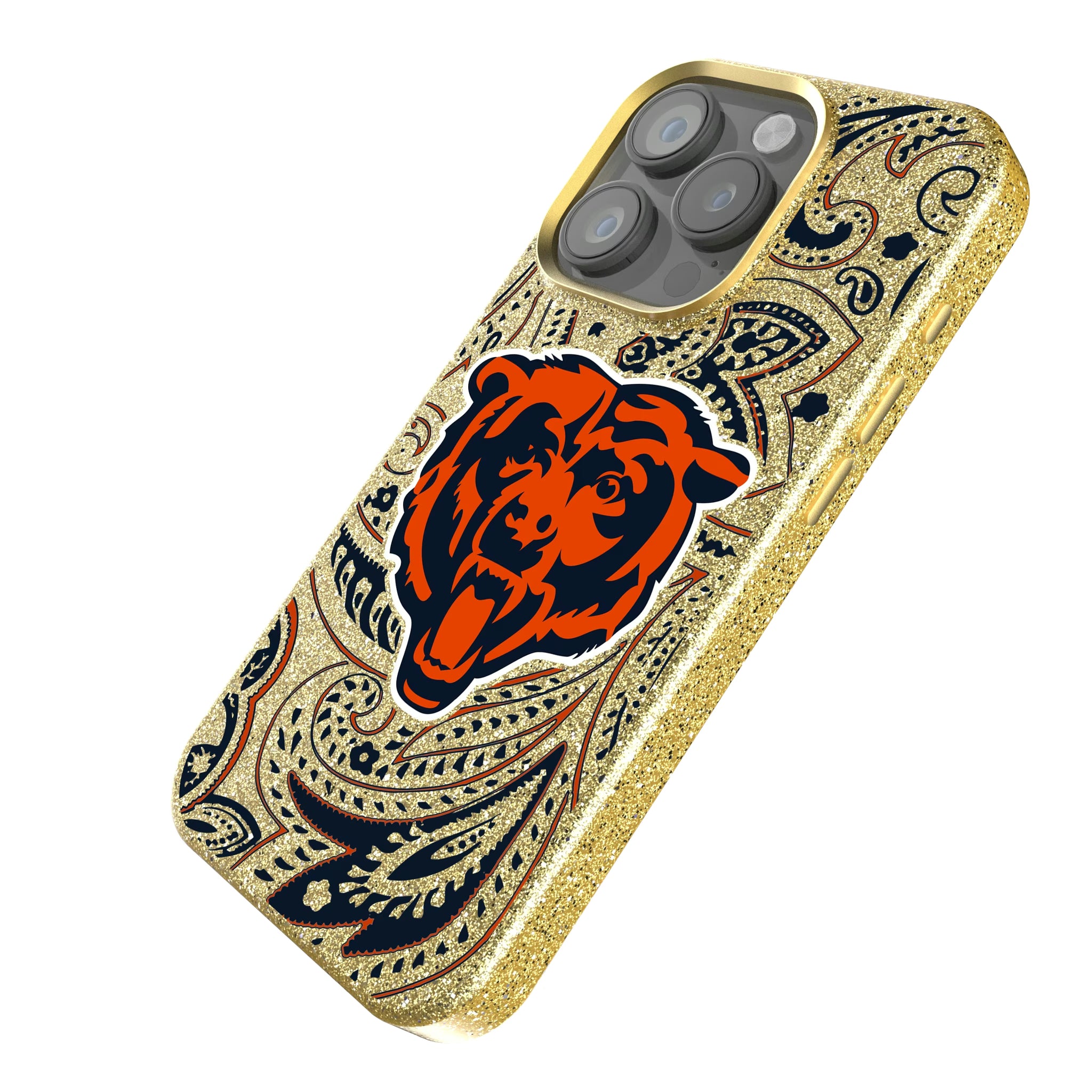 Chicago Bears Paisley iPhone Bling Phone Case for Apple iPhone - Isometric View