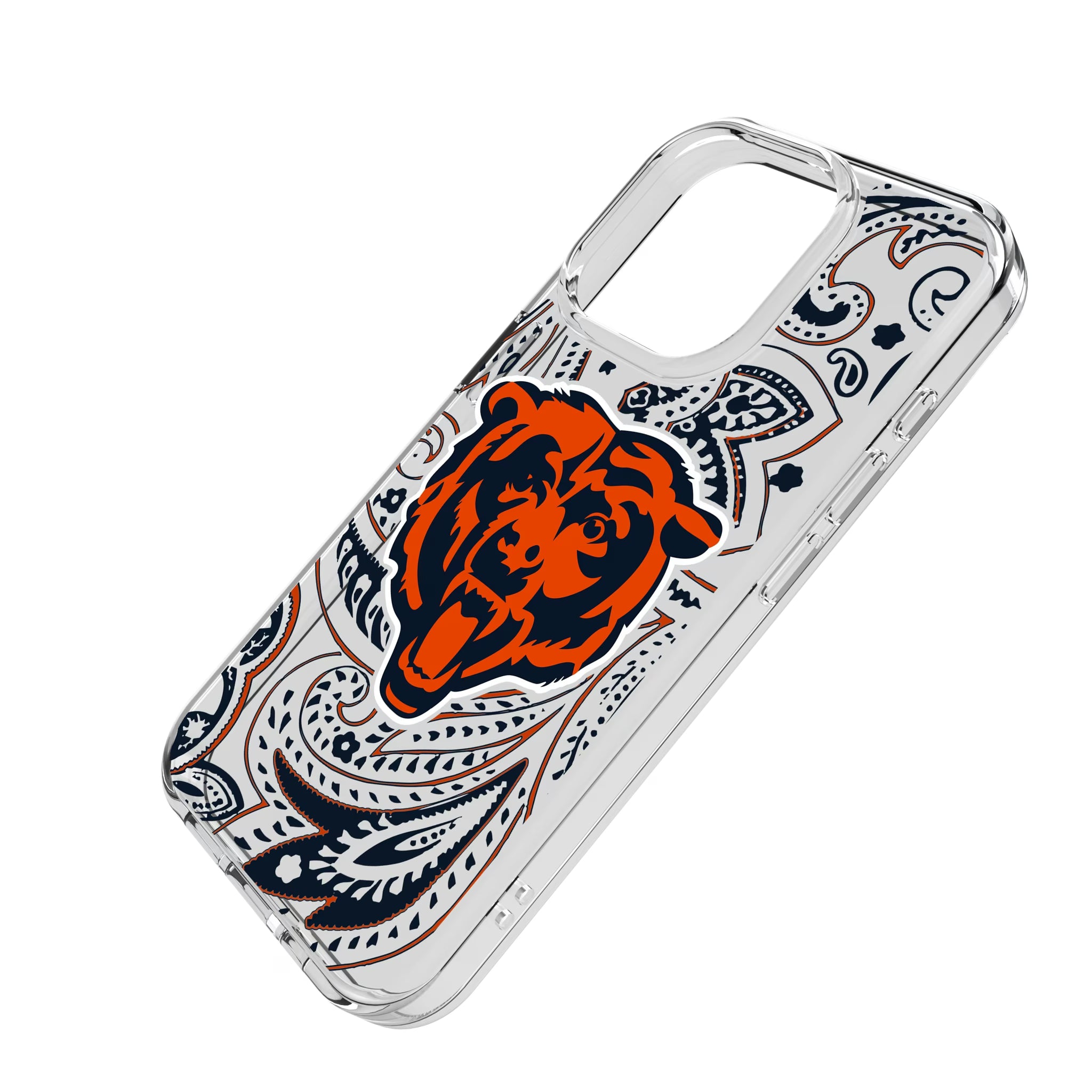 Chicago Bears Paisley iPhone Clear Phone Case for Apple iPhone - Isometric View
