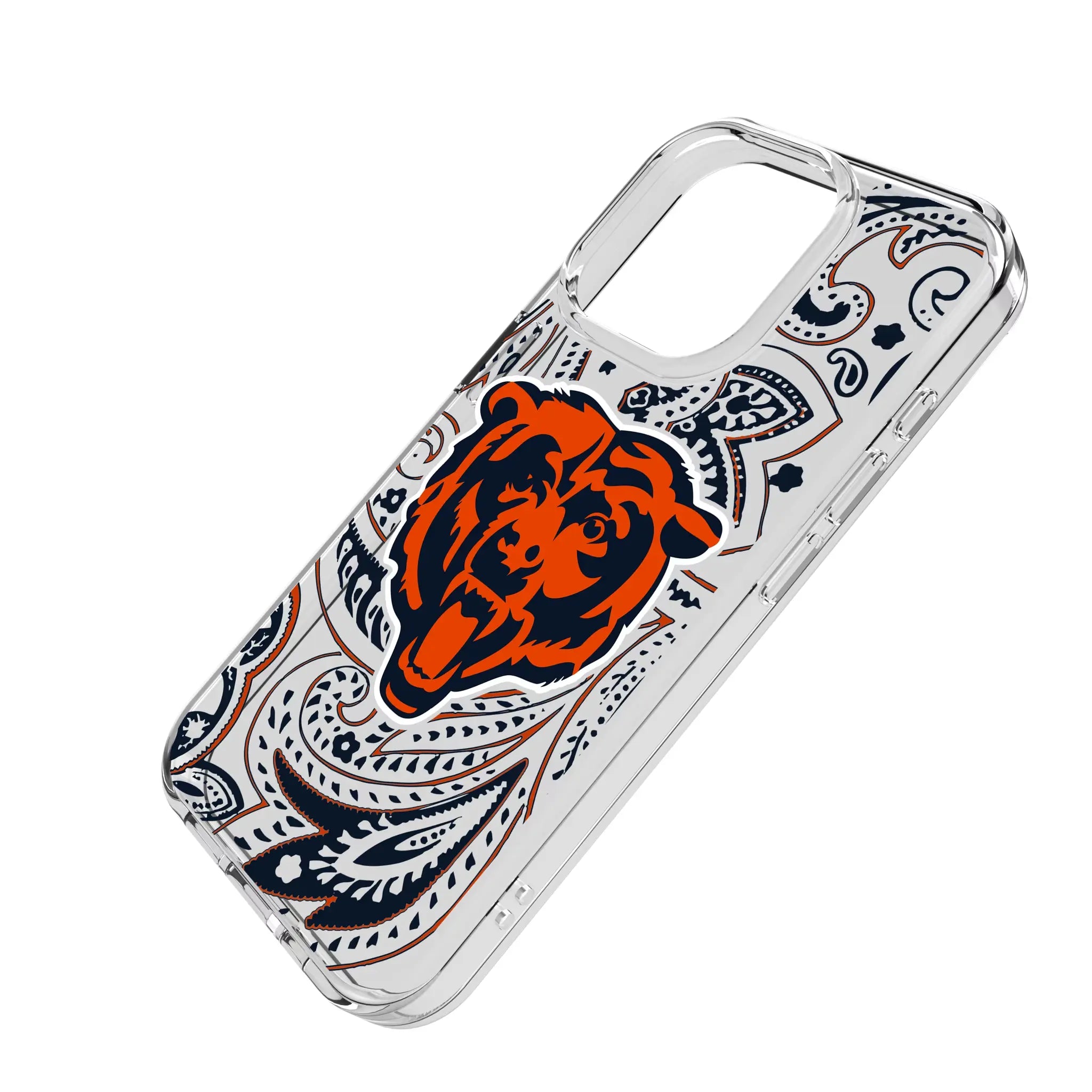 Chicago Bears Paisley iPhone Clear Phone Case for Apple iPhone - Isometric View