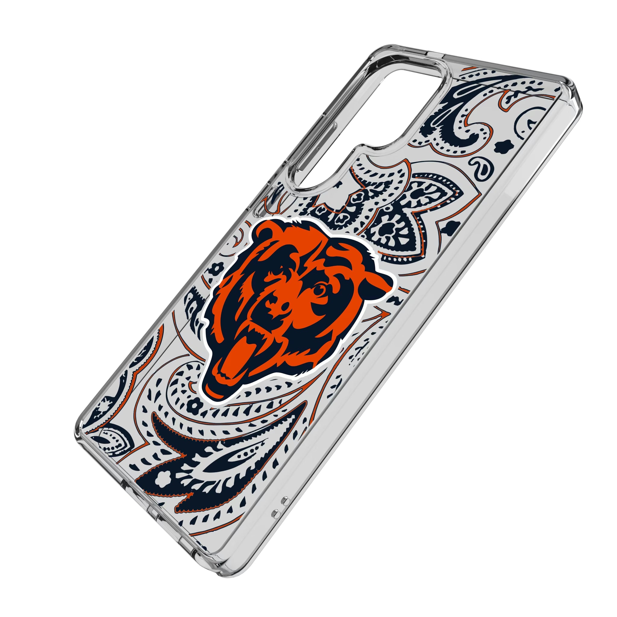 Chicago Bears Paisley Galaxy Clear Phone Case for Samsung Galaxy - Isometric View