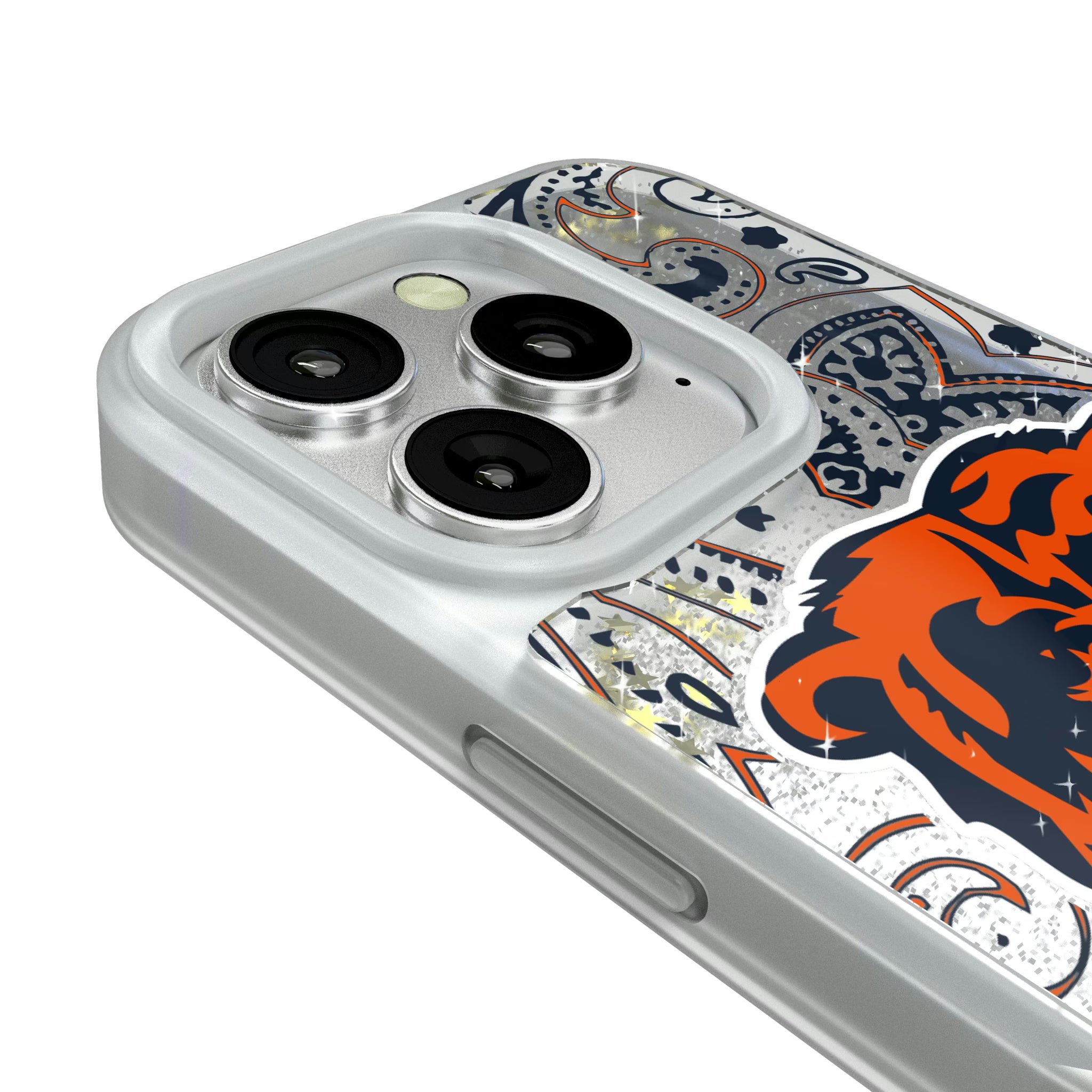 Chicago Bears Paisley iPhone Glitter Phone Case for Apple iPhone - Detail#Device_iPhone 16 Pro