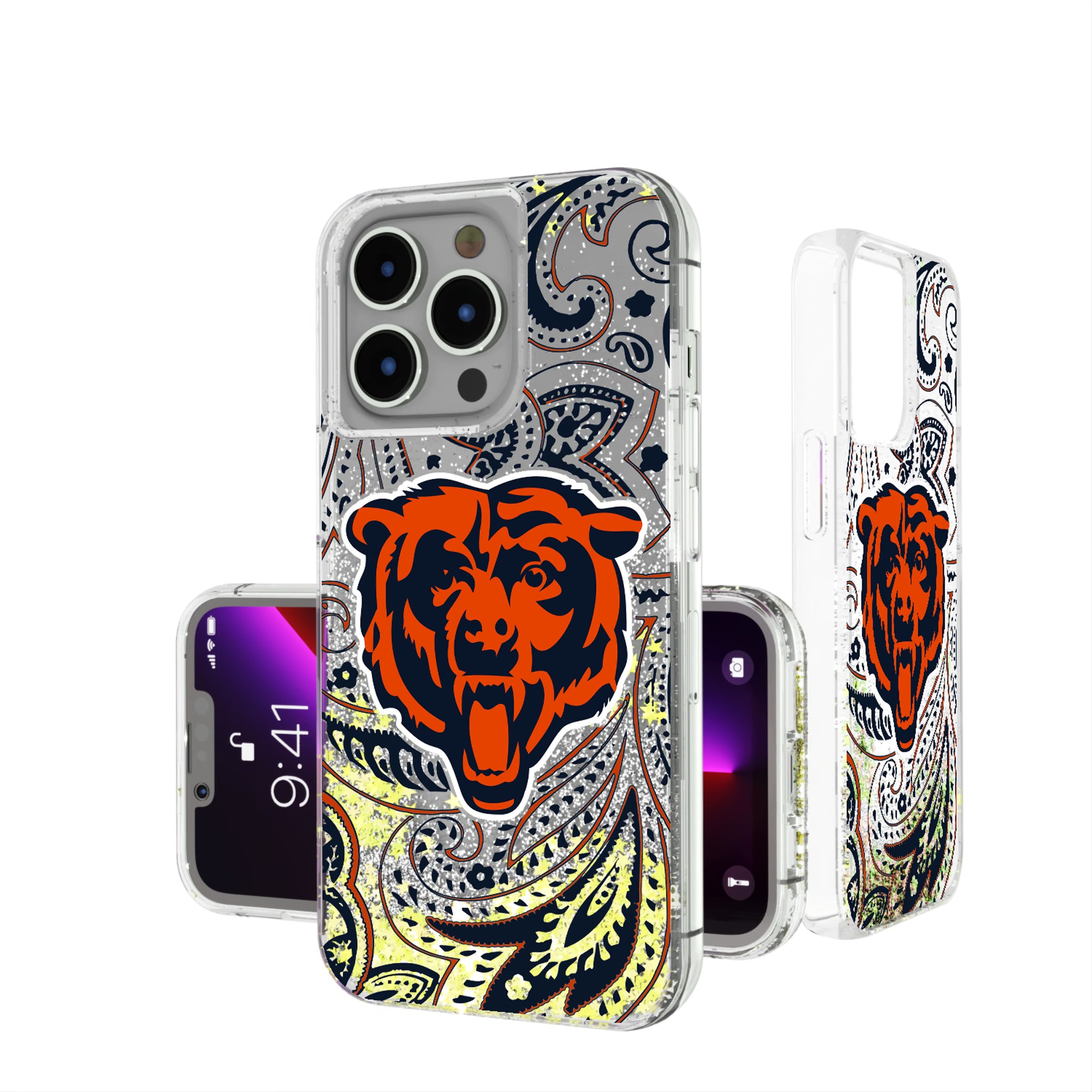 Chicago Bears Paisley iPhone Glitter Phone Case for Apple iPhone