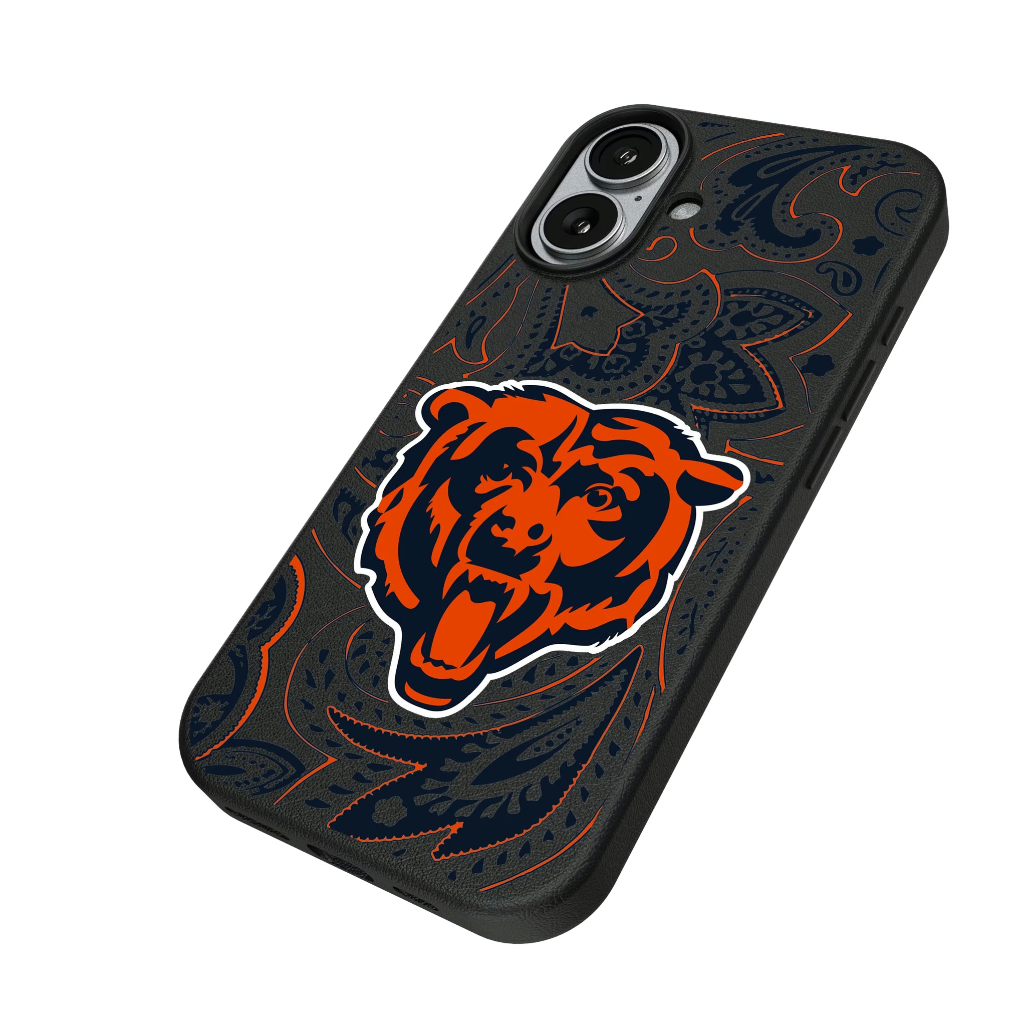 Chicago Bears Paisley iPhone MagSafe Compatible Phone Case for Apple iPhone - Isometric View#Device_iPhone 17
