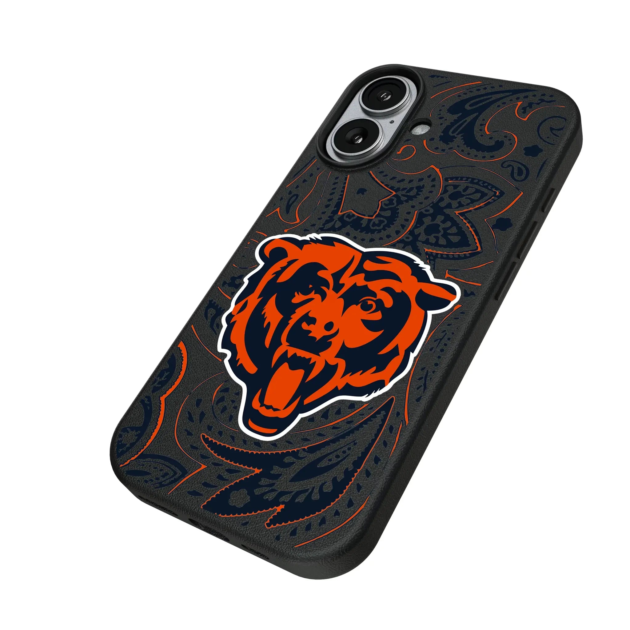 Chicago Bears Paisley iPhone MagSafe Compatible Phone Case for Apple iPhone - Isometric View#Device_iPhone 17