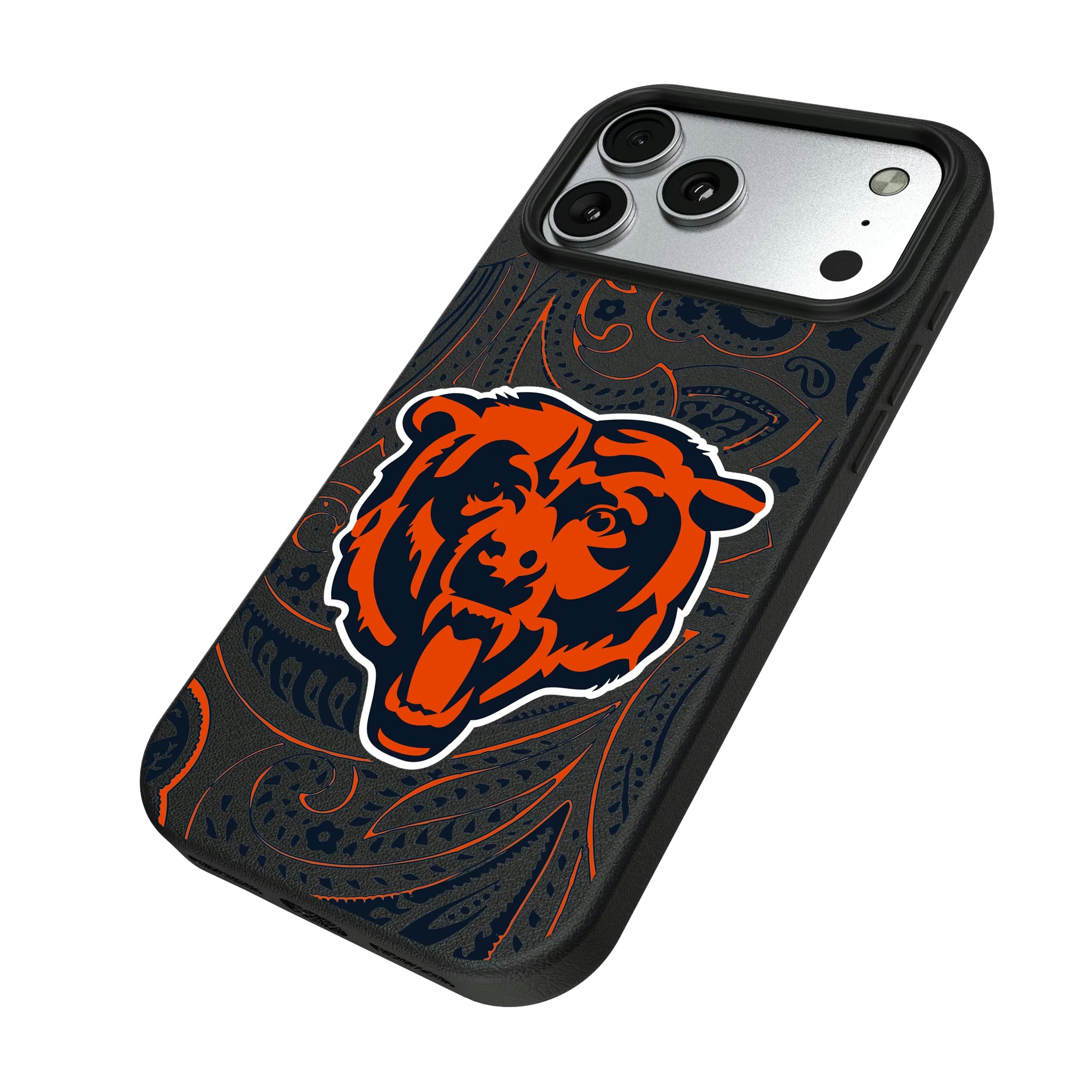 Chicago Bears Paisley iPhone MagSafe Compatible Phone Case for Apple iPhone - Isometric View#Device_iPhone 17 Pro Max