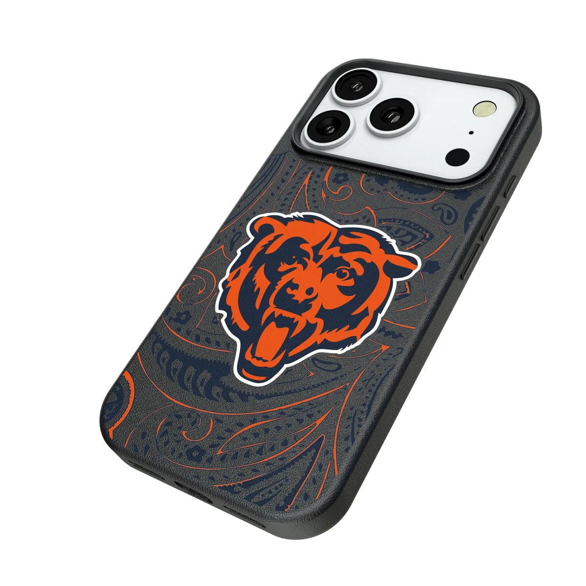 Chicago Bears Paisley iPhone MagSafe Compatible Phone Case for Apple iPhone - Isometric View#Device_iPhone 18 Pro