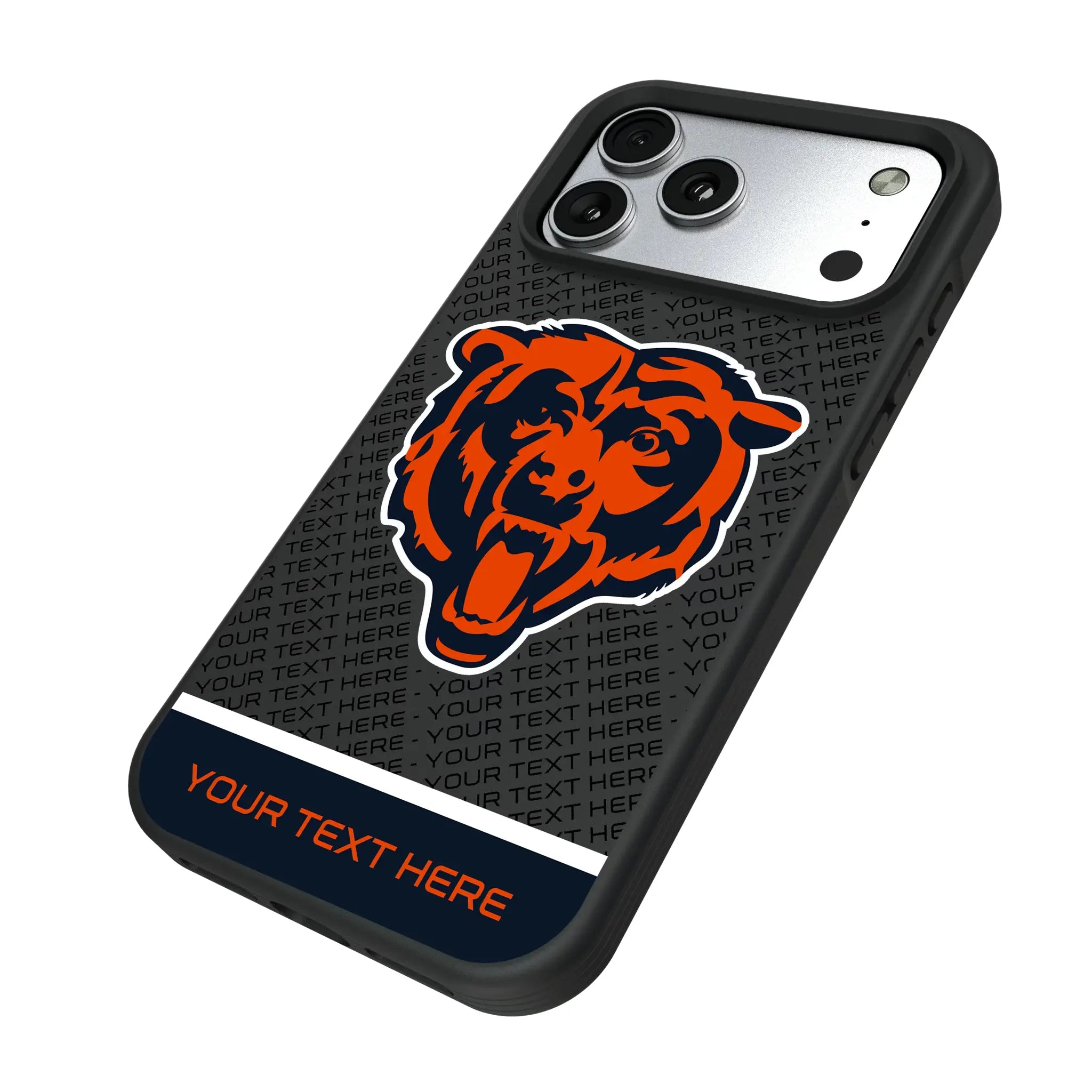 Chicago Bears Personalized EndZone Plus iPhone Bump Phone Case for Apple iPhone - Isometric View#Device_iPhone 17 Pro Max