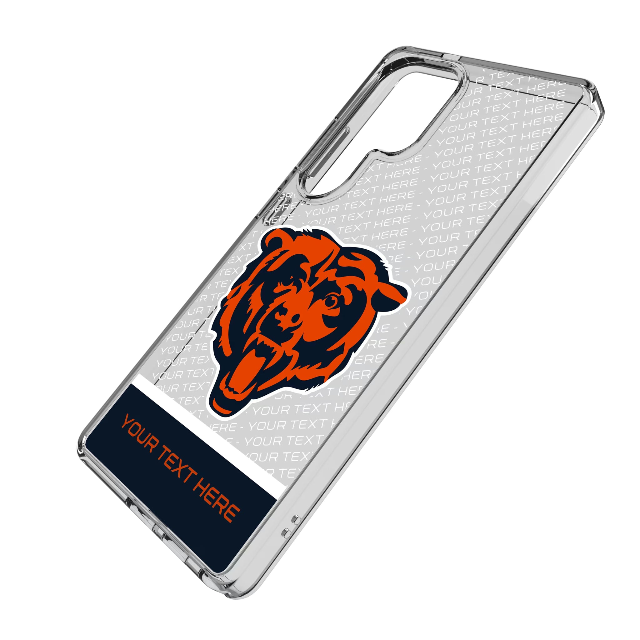 Chicago Bears Personalized EndZone Plus Galaxy Clear Phone Case for Samsung Galaxy - Isometric View