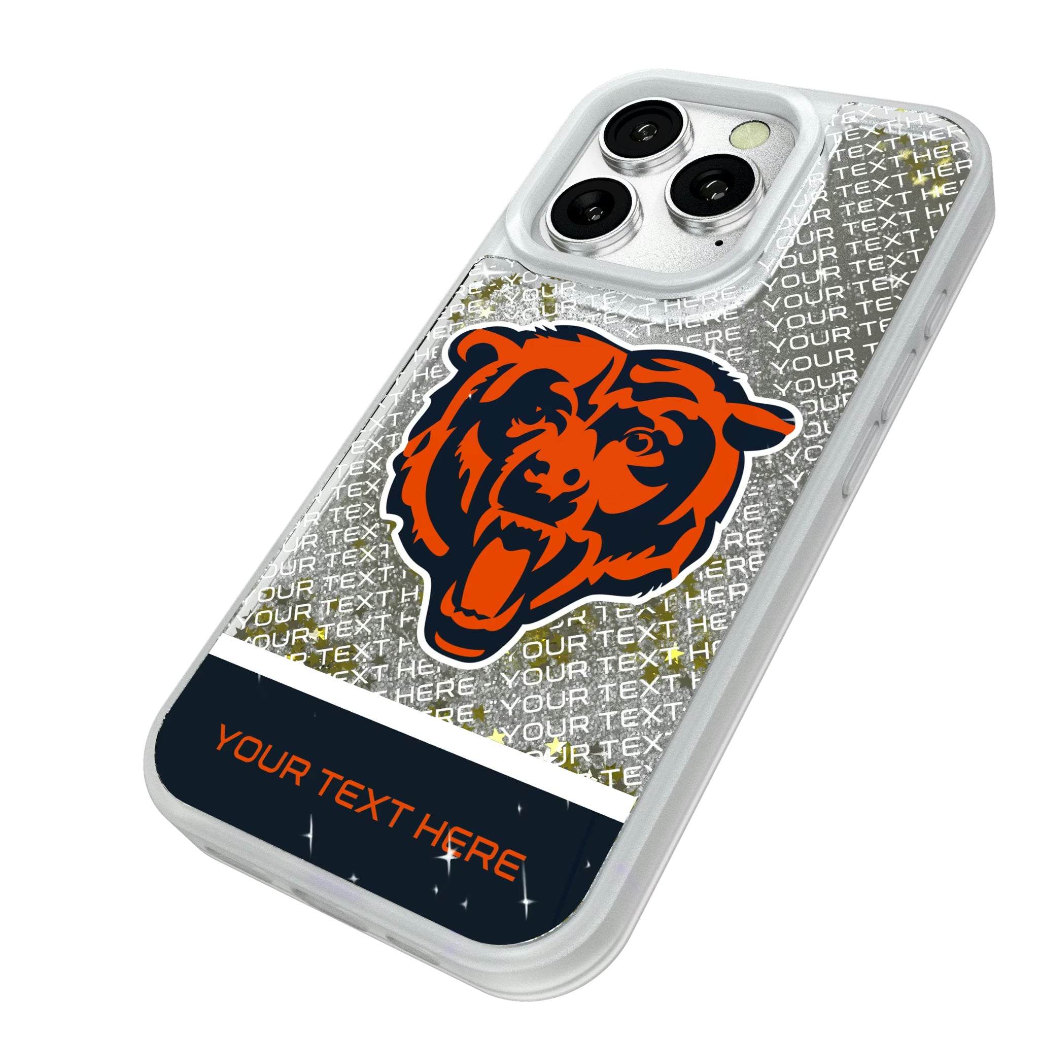 Chicago Bears Personalized EndZone Plus iPhone Glitter Phone Case for Apple iPhone - Isometric View#Device_iPhone 16 Pro