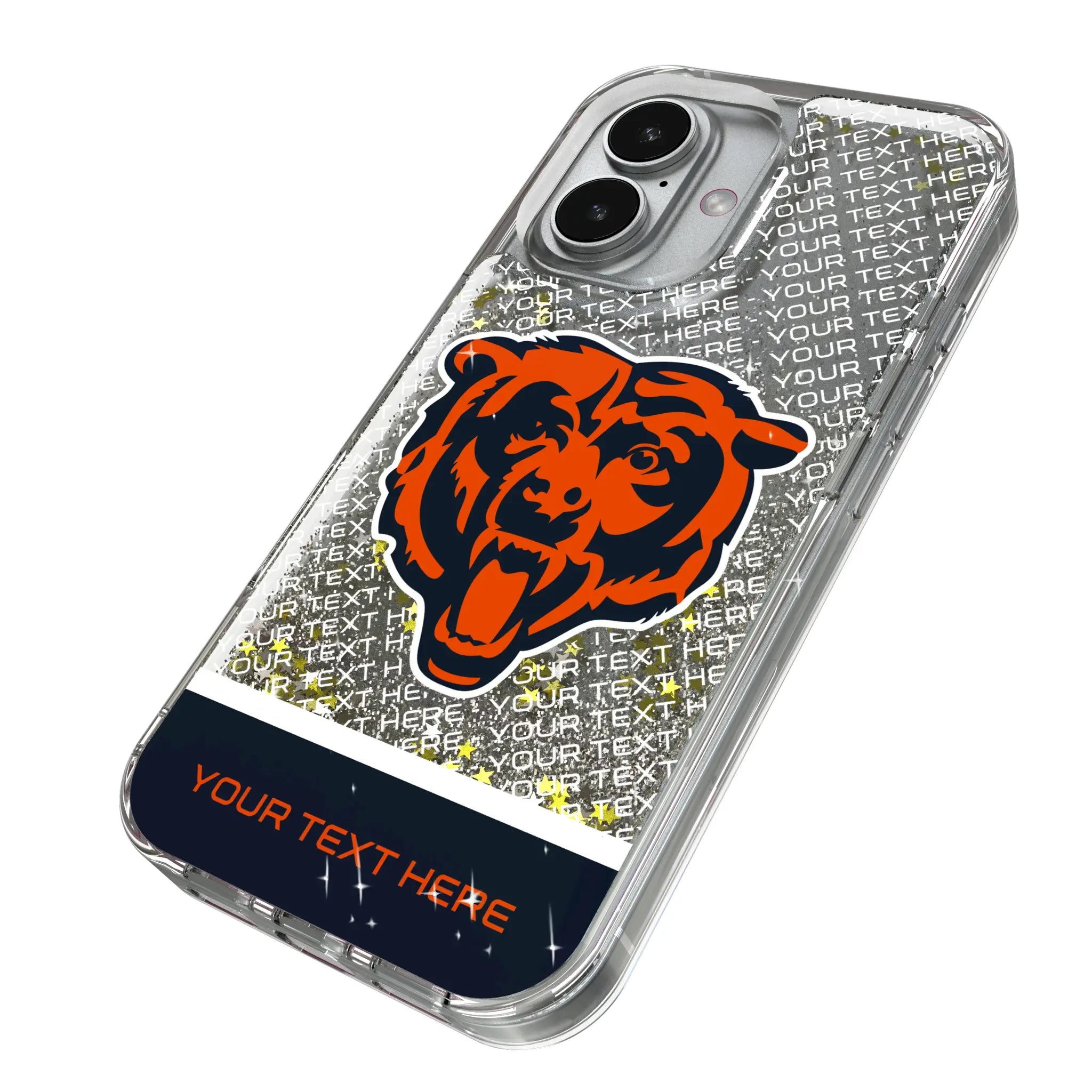 Chicago Bears Personalized EndZone Plus iPhone Glitter Phone Case for Apple iPhone - Isometric View