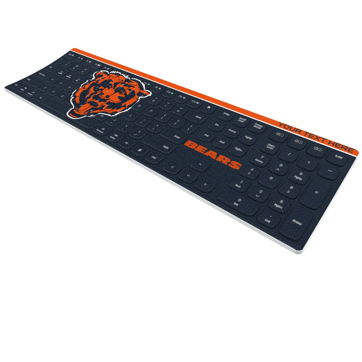Chicago Bears Personalized Endzone Solid KKB605 Curved Wireless Keyboard - Isometric View