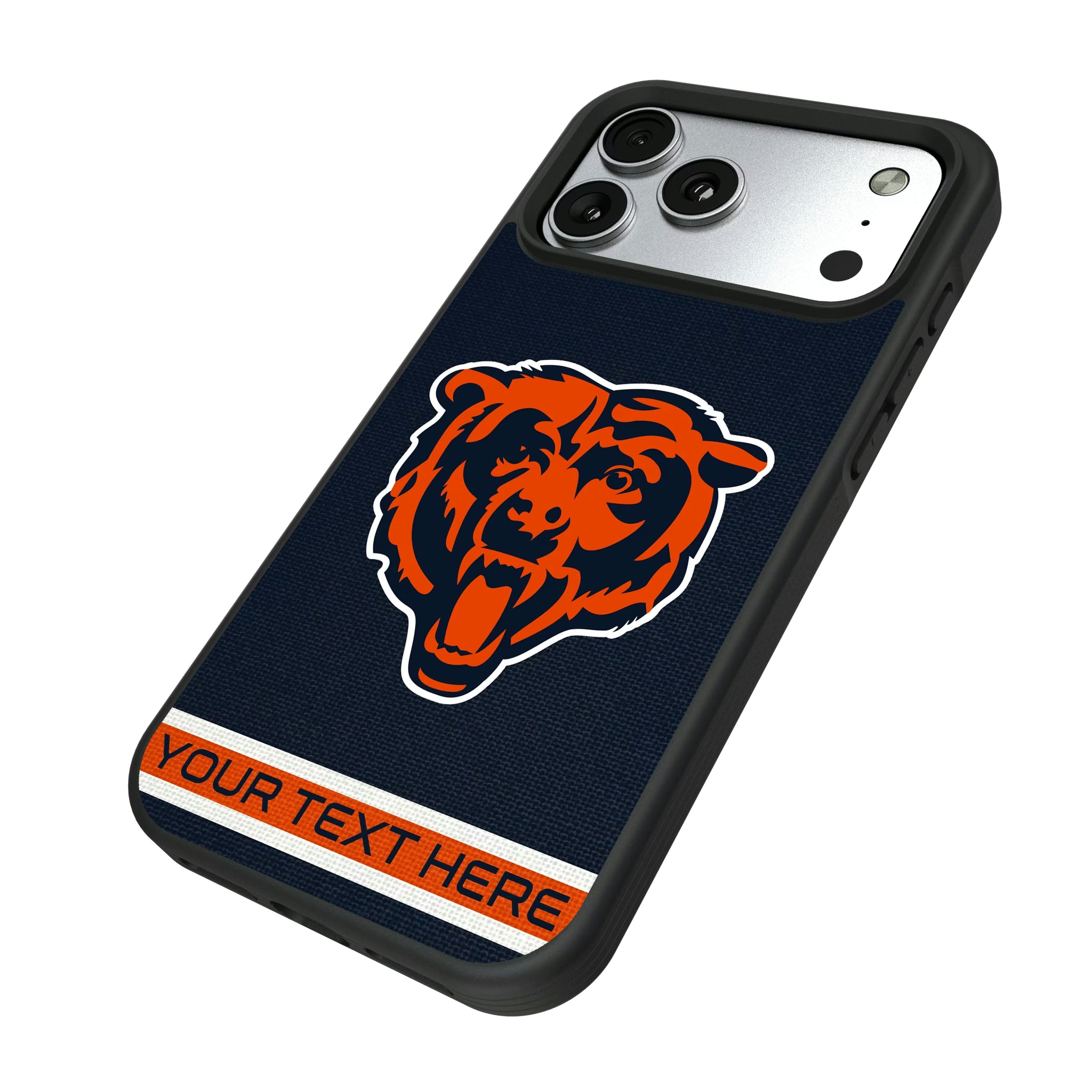 Chicago Bears Personalized Stripe iPhone Bump Phone Case for Apple iPhone - Isometric View#Device_iPhone 17 Pro Max