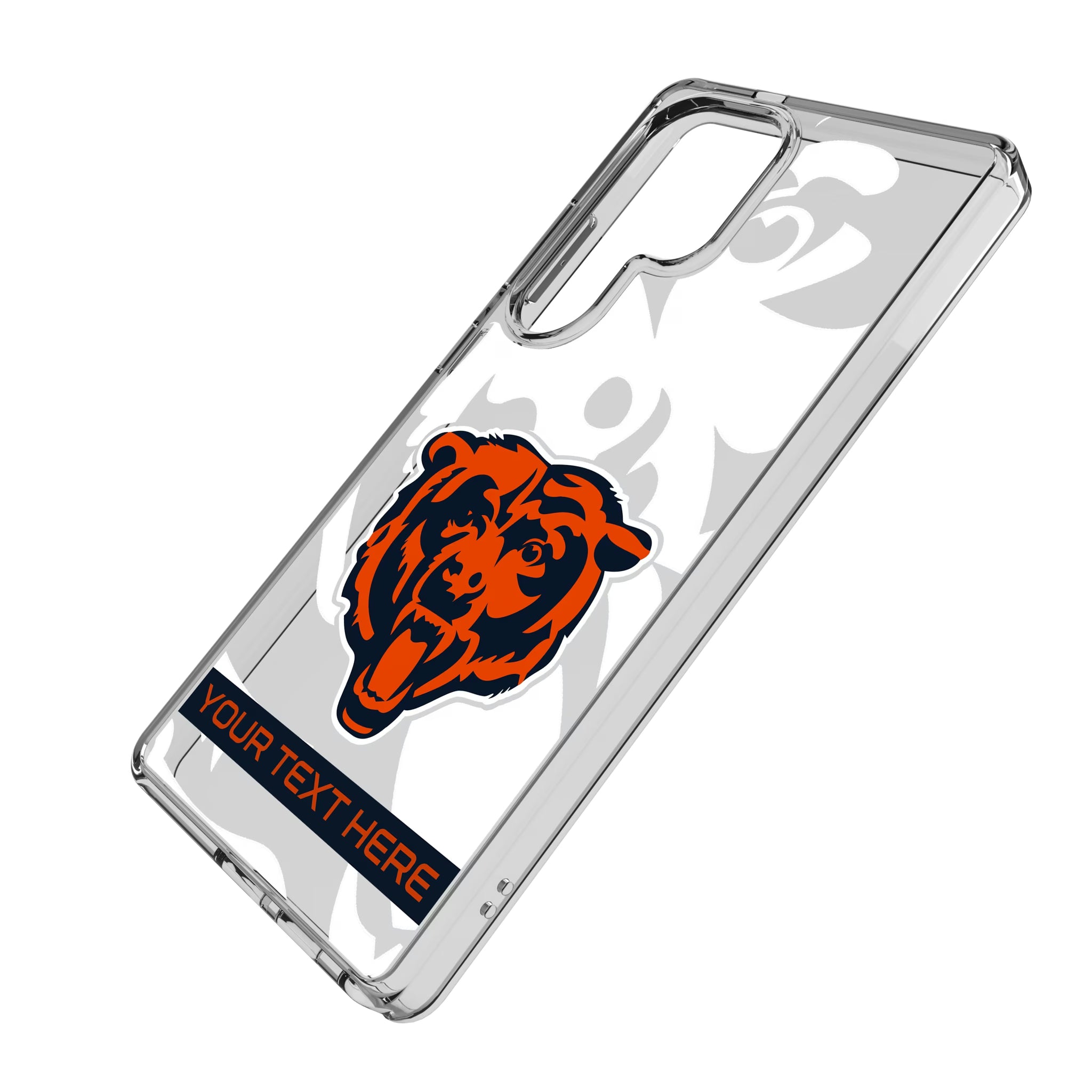 Chicago Bears Personalized Tilt Galaxy Clear Phone Case for Samsung Galaxy - Isometric View