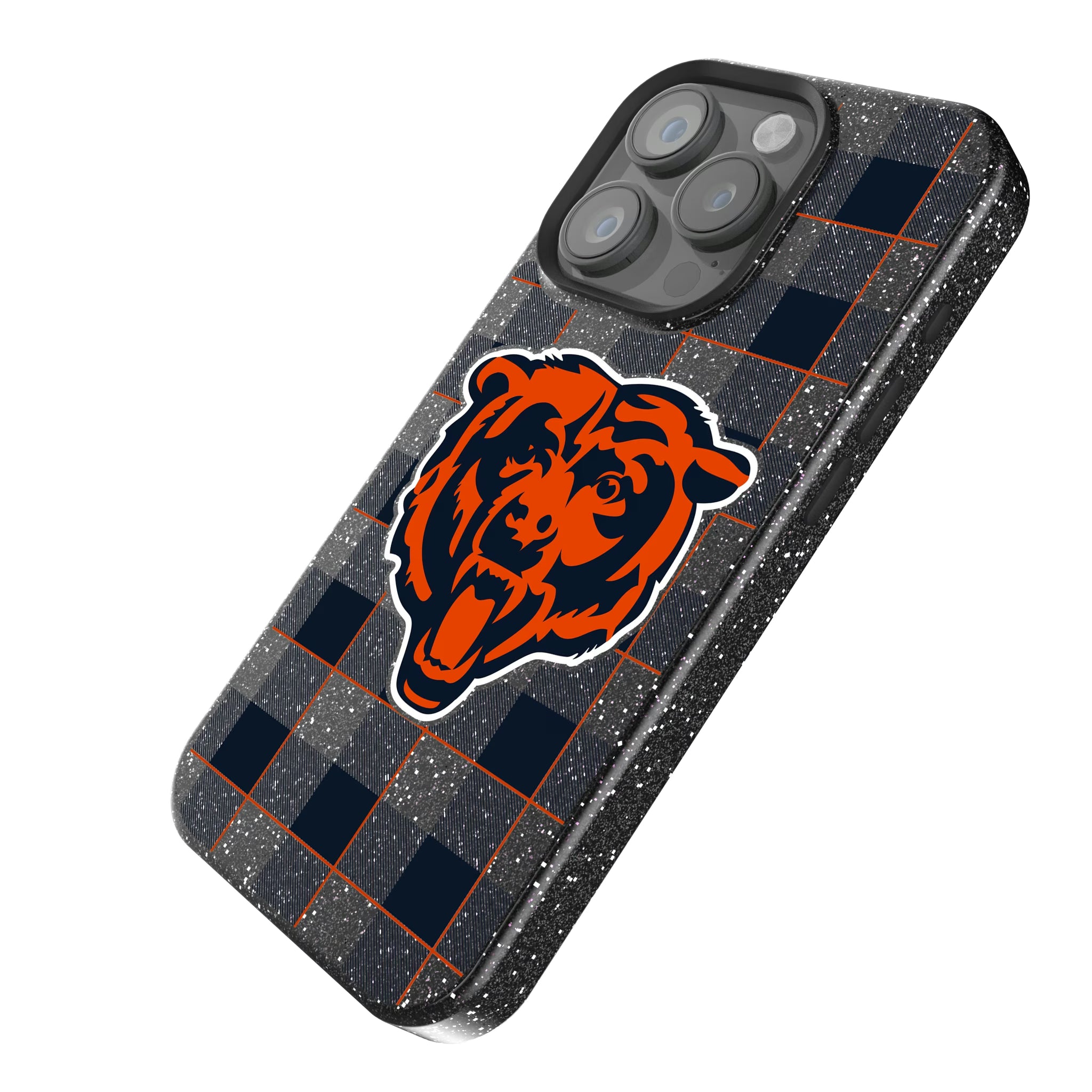 Chicago Bears Plaid iPhone Bling Phone Case for Apple iPhone - Isometric View