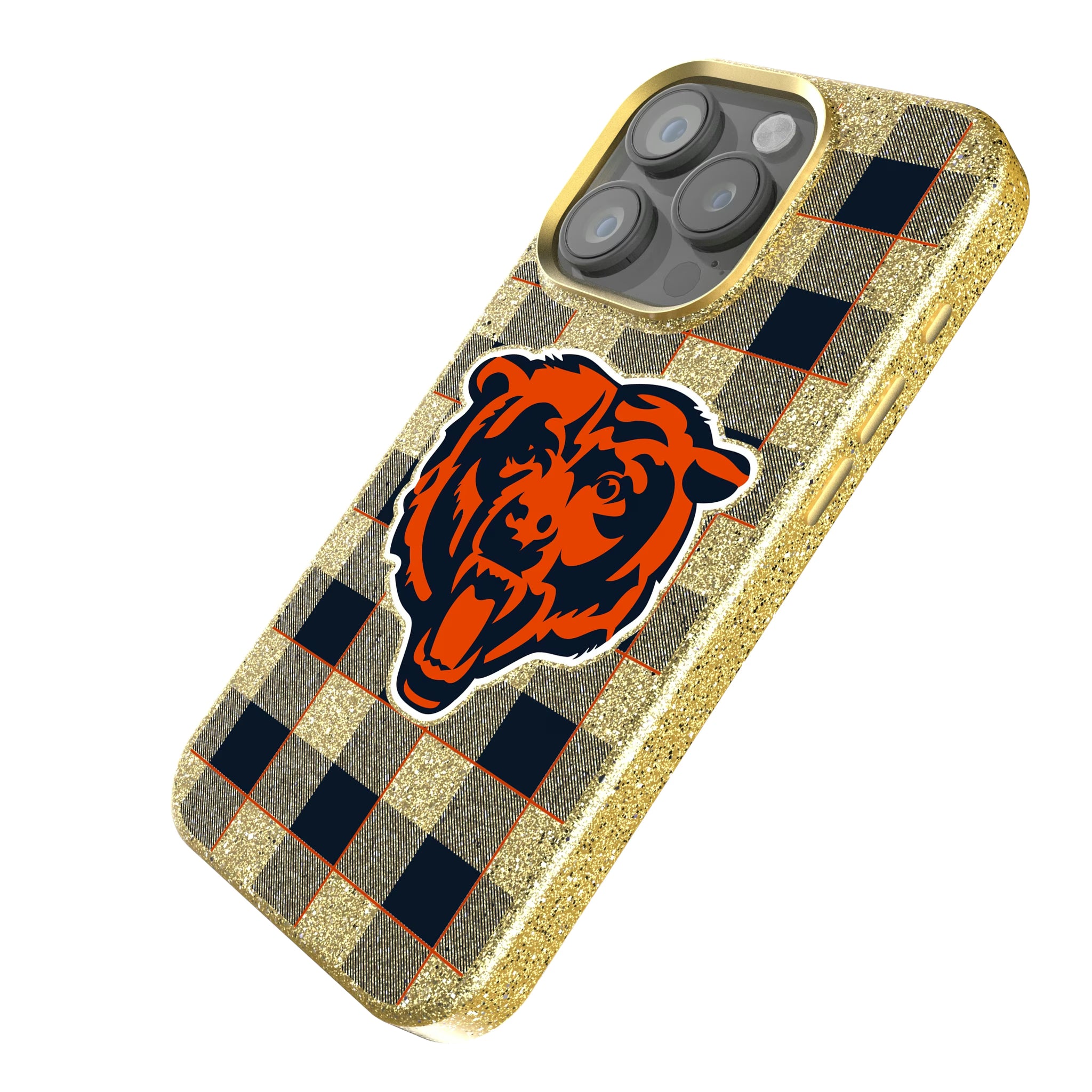 Chicago Bears Plaid iPhone Bling Phone Case for Apple iPhone - Isometric View