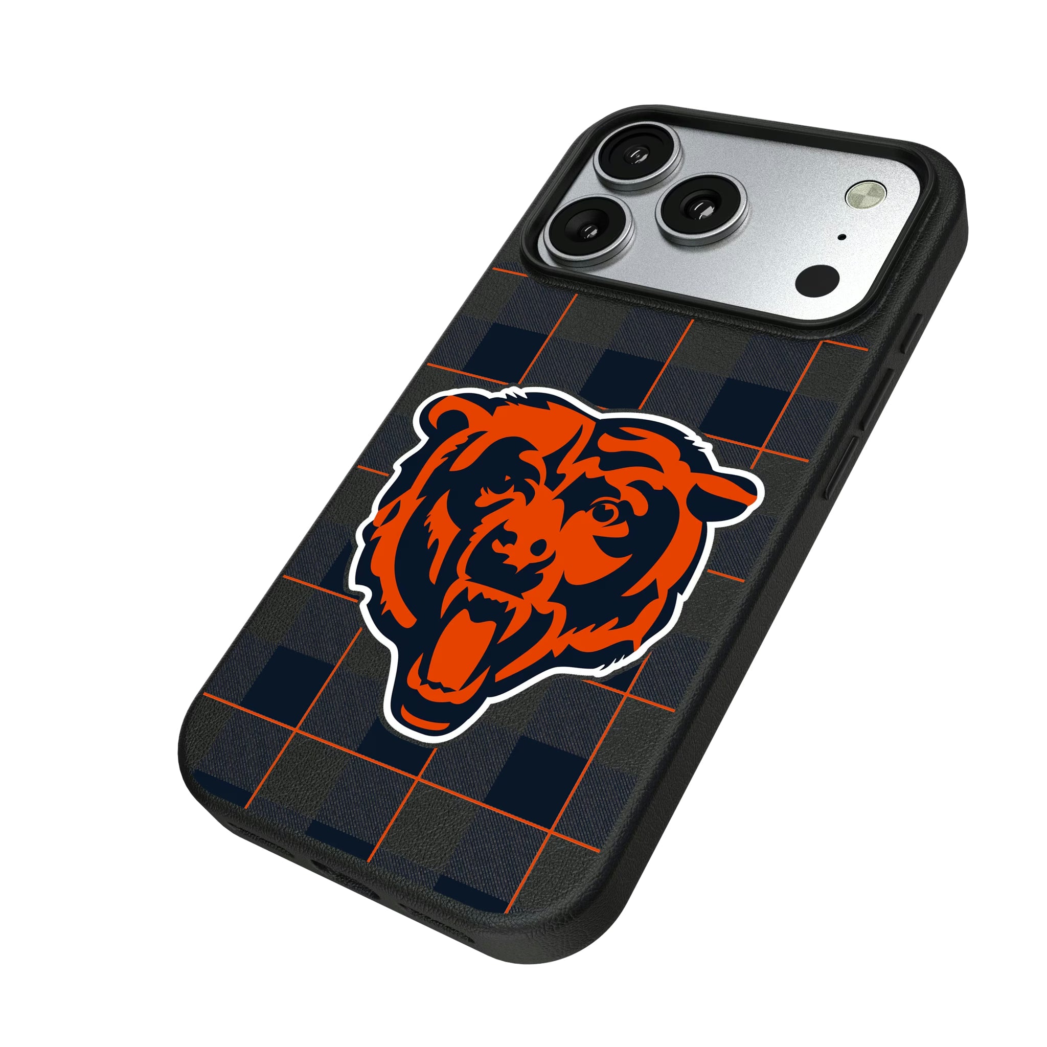 Chicago Bears Plaid iPhone MagSafe Compatible Phone Case for Apple iPhone - Isometric View#Device_iPhone 17 Pro