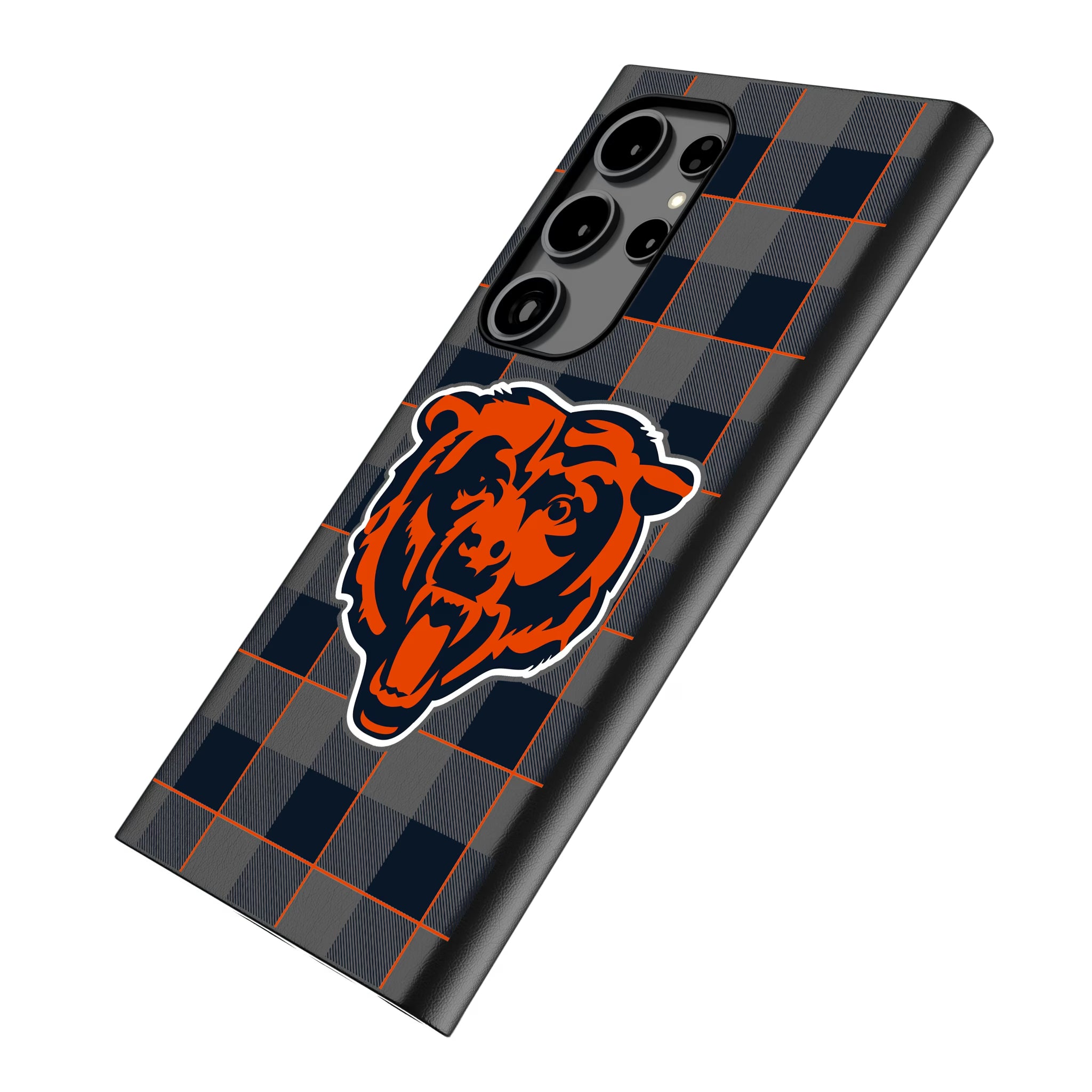 Chicago Bears Plaid Galaxy MagSafe Compatible Phone Case for Samsung Galaxy - Isometric View