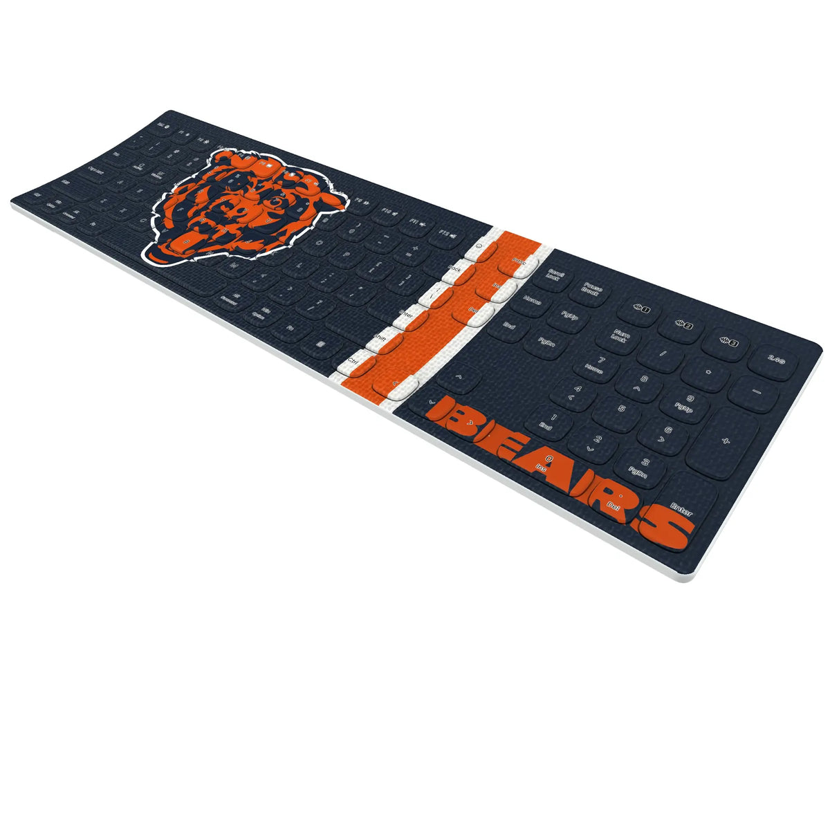 Chicago Bears Stripe KKB605 Curved Wireless Keyboard - Isometric View