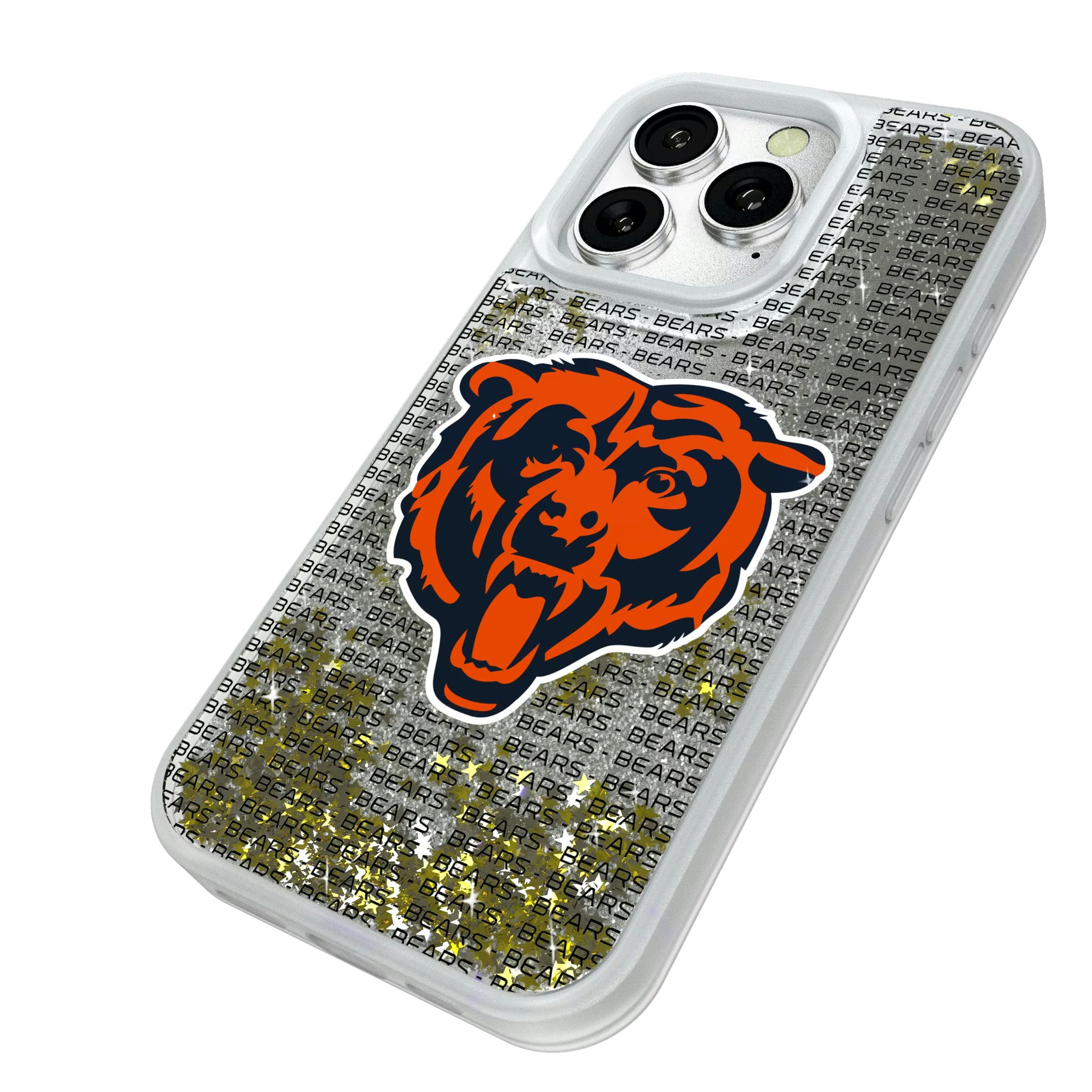 Chicago Bears Text Backdrop iPhone Glitter Phone Case for Apple iPhone - Isometric View#Device_iPhone 16 Pro