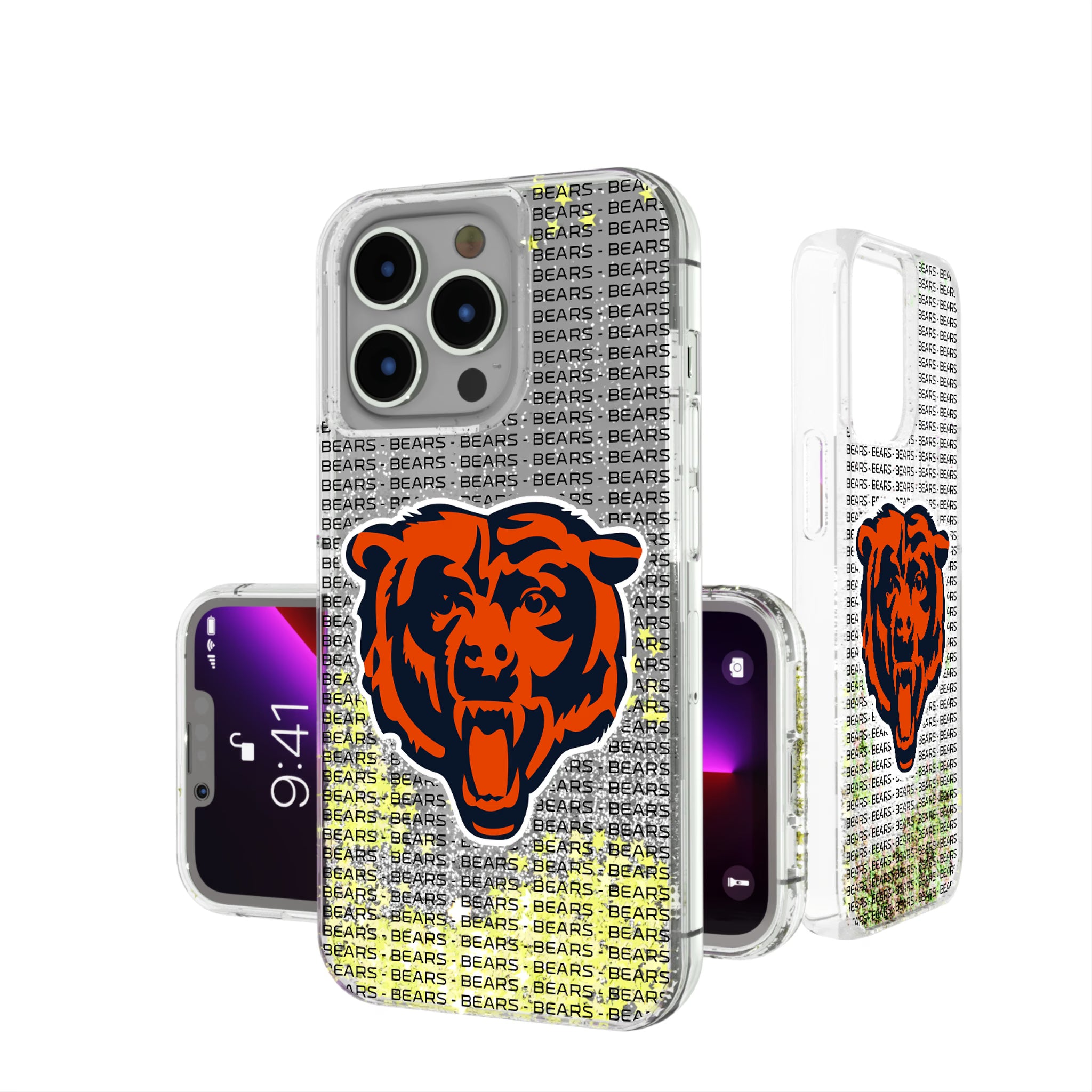 Chicago Bears Text Backdrop iPhone Glitter Phone Case for Apple iPhone