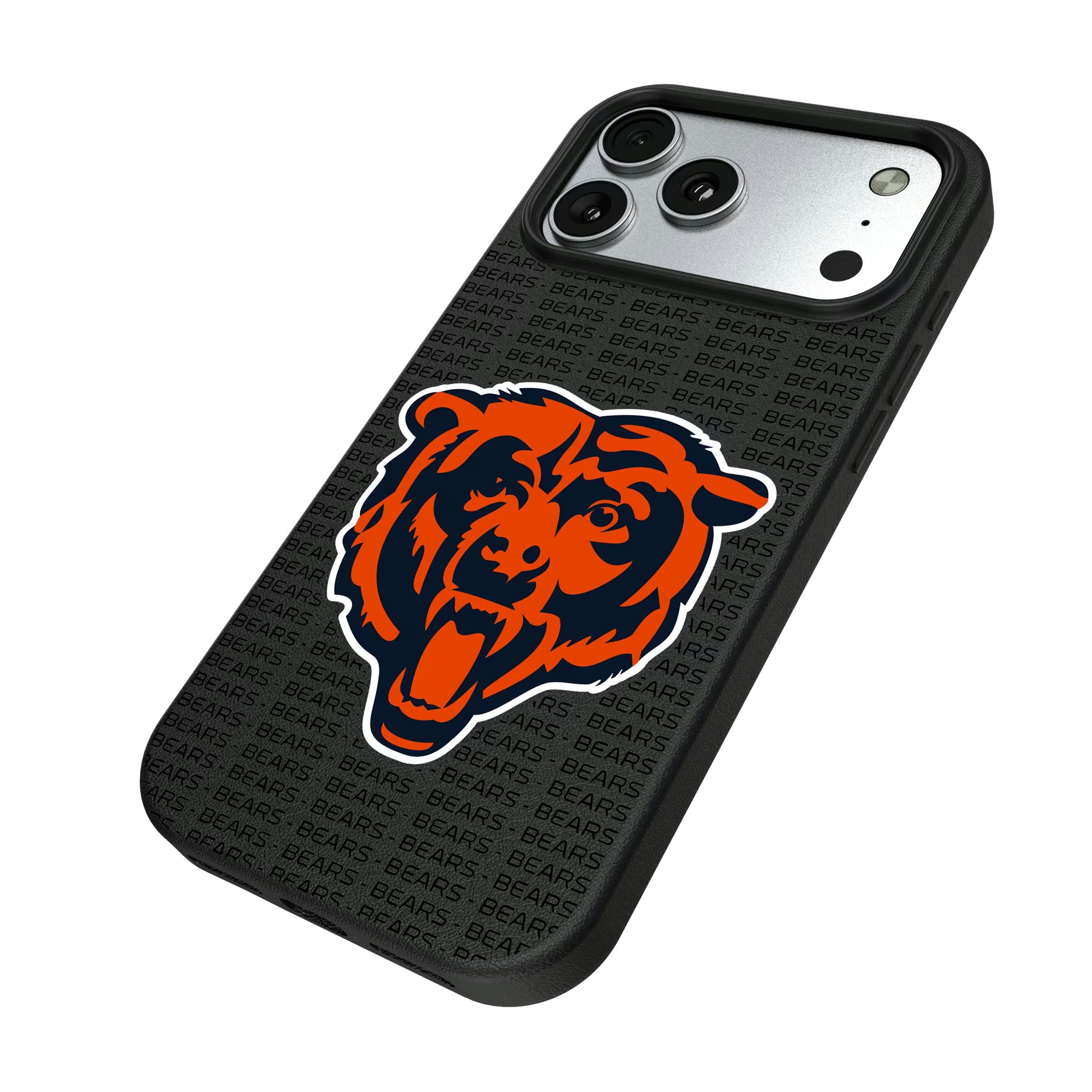 Chicago Bears Text Backdrop iPhone MagSafe Compatible Phone Case for Apple iPhone - Isometric View#Device_iPhone 17 Pro Max