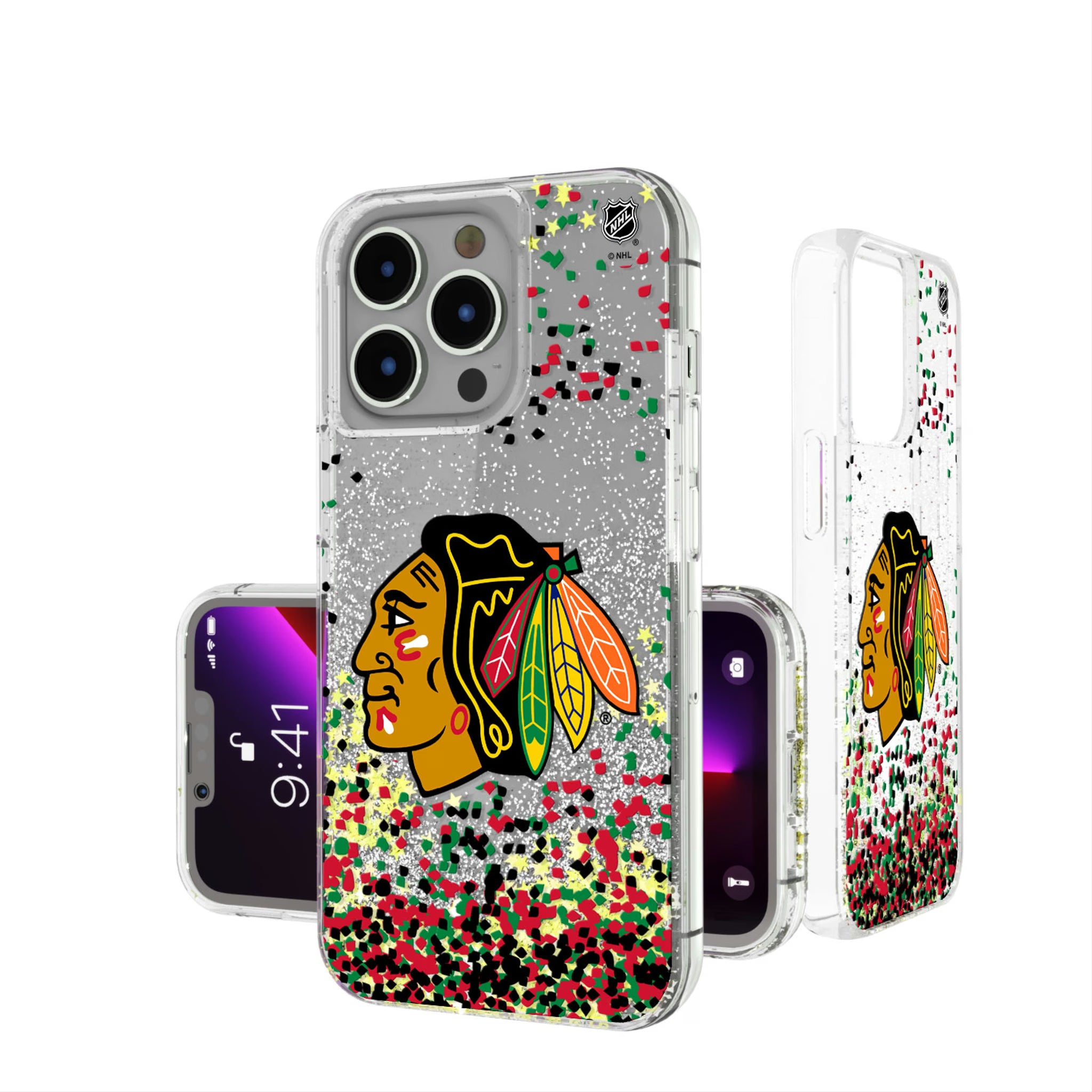 Chicago Blackhawks Confetti iPhone Glitter Phone Case for Apple iPhone