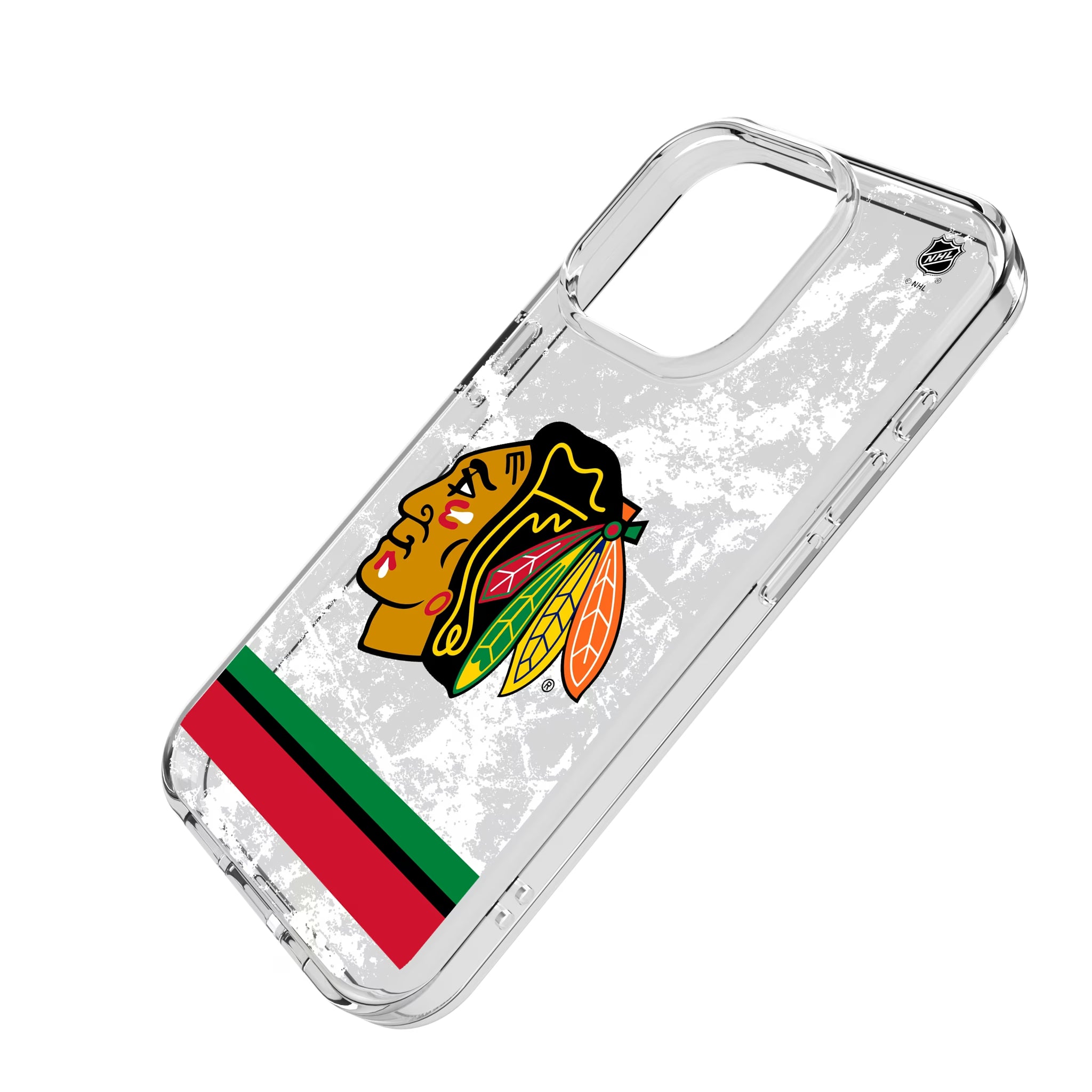 Chicago Blackhawks Ice Stripe iPhone Clear Phone Case for Apple iPhone - Isometric View